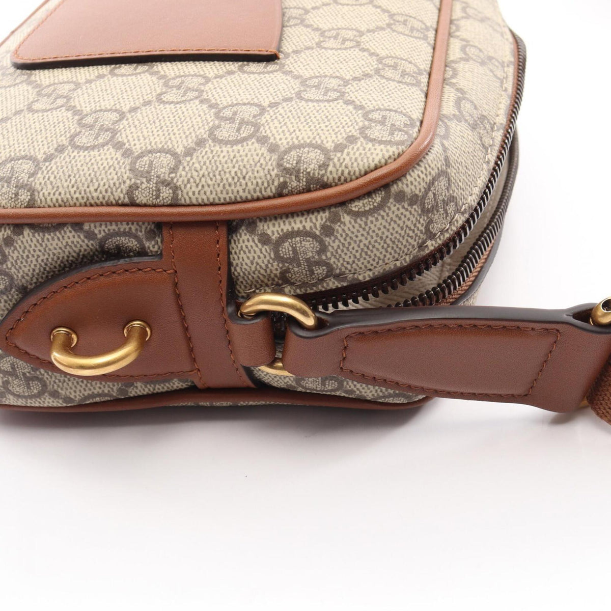 Gucci Beige Brown Coated Canvas Leather Handbag Shoulder Bag (Pre-Owned)
