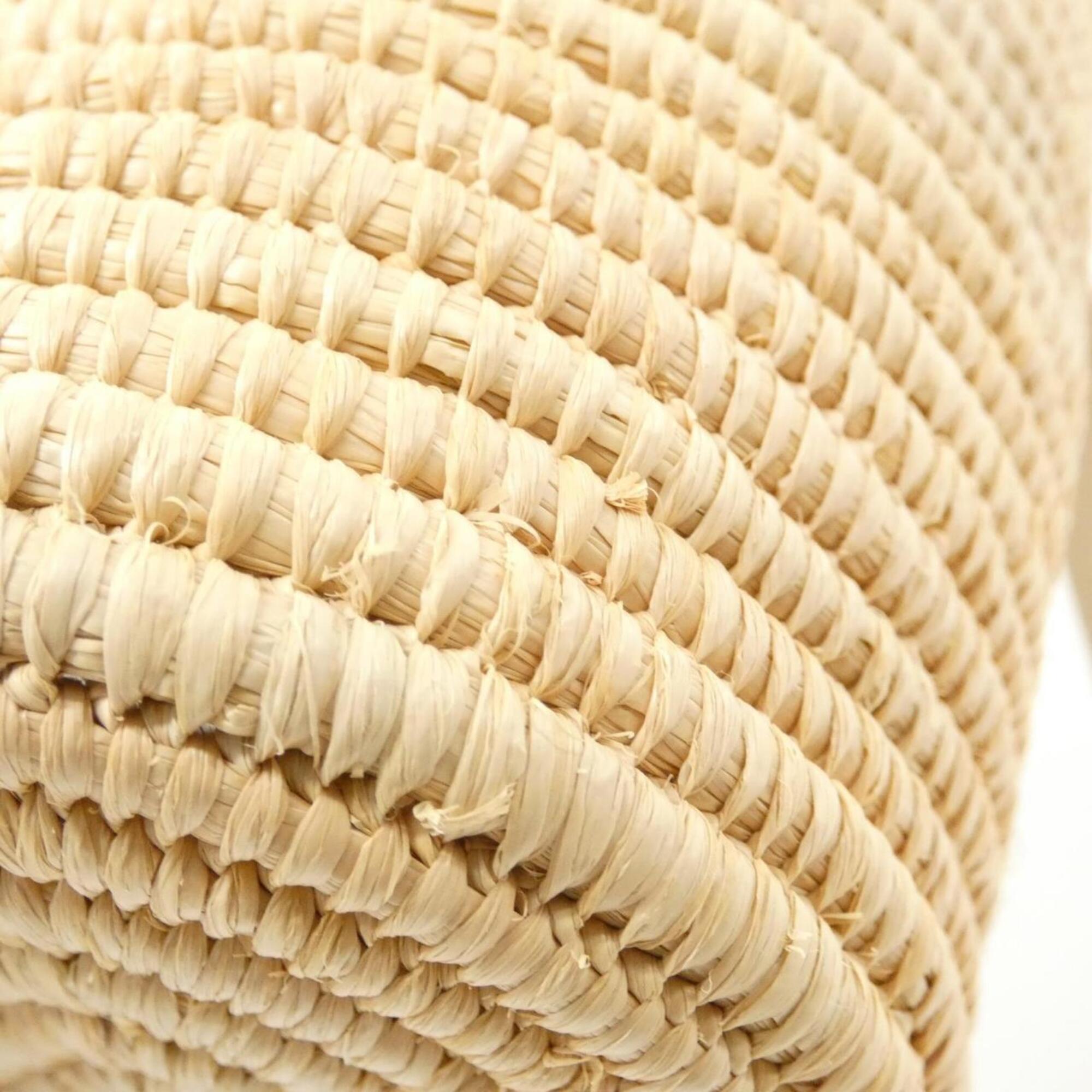 Loewe White Raffia Leather Basket Handbag (Pre-Owned)