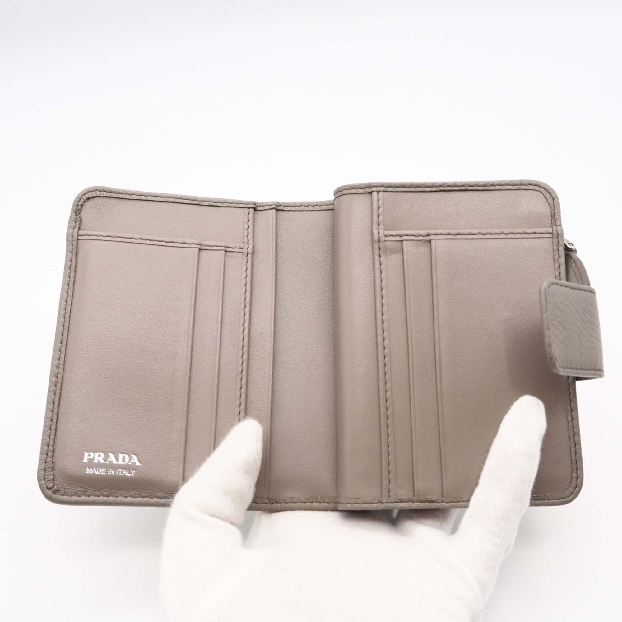 Prada Grayish Leather Wallet (Bi-Fold) (Pre-Owned)