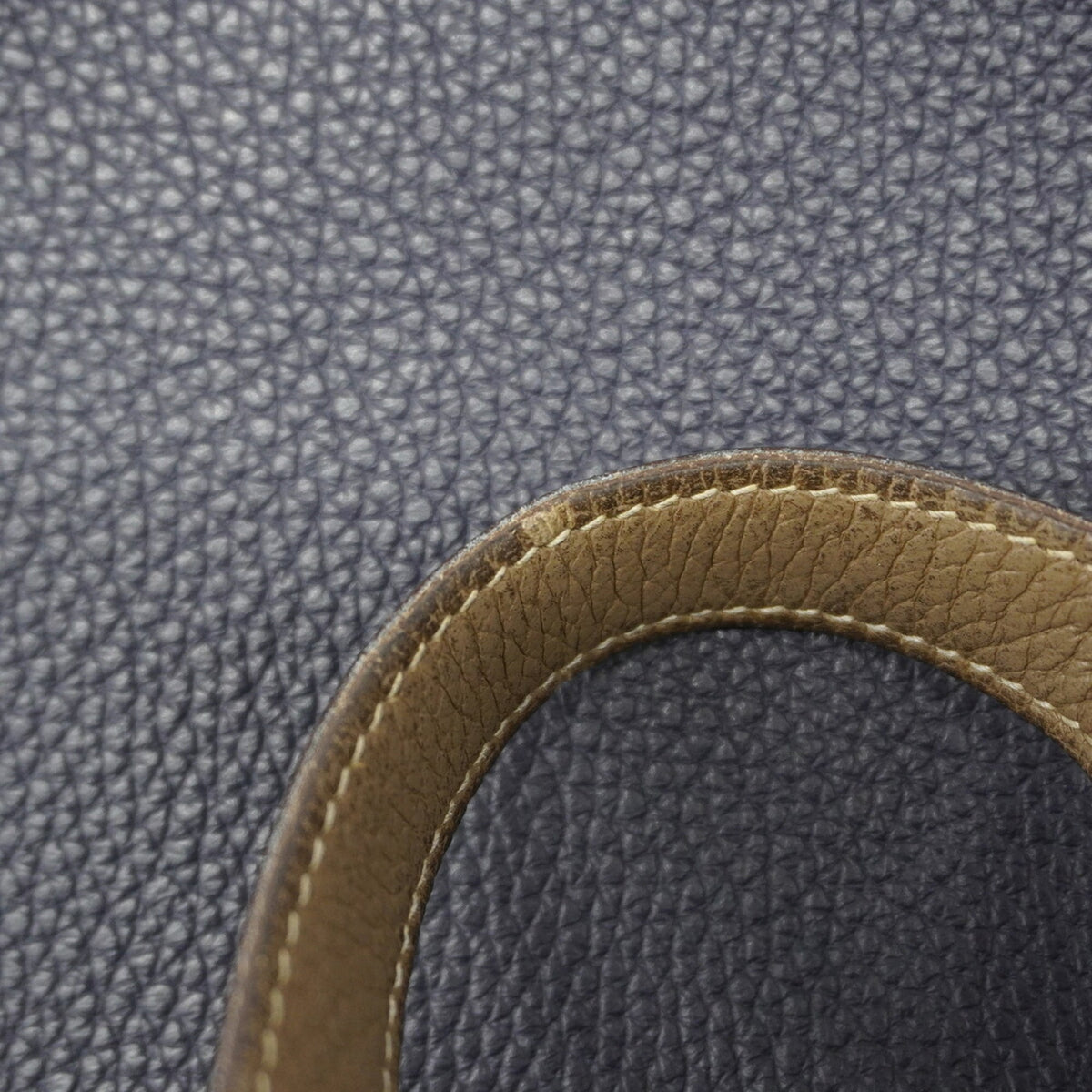 Hermes Blue Nuit Etoupe Gray Taurillon Clemence Leather Tote Bag (Pre-Owned)