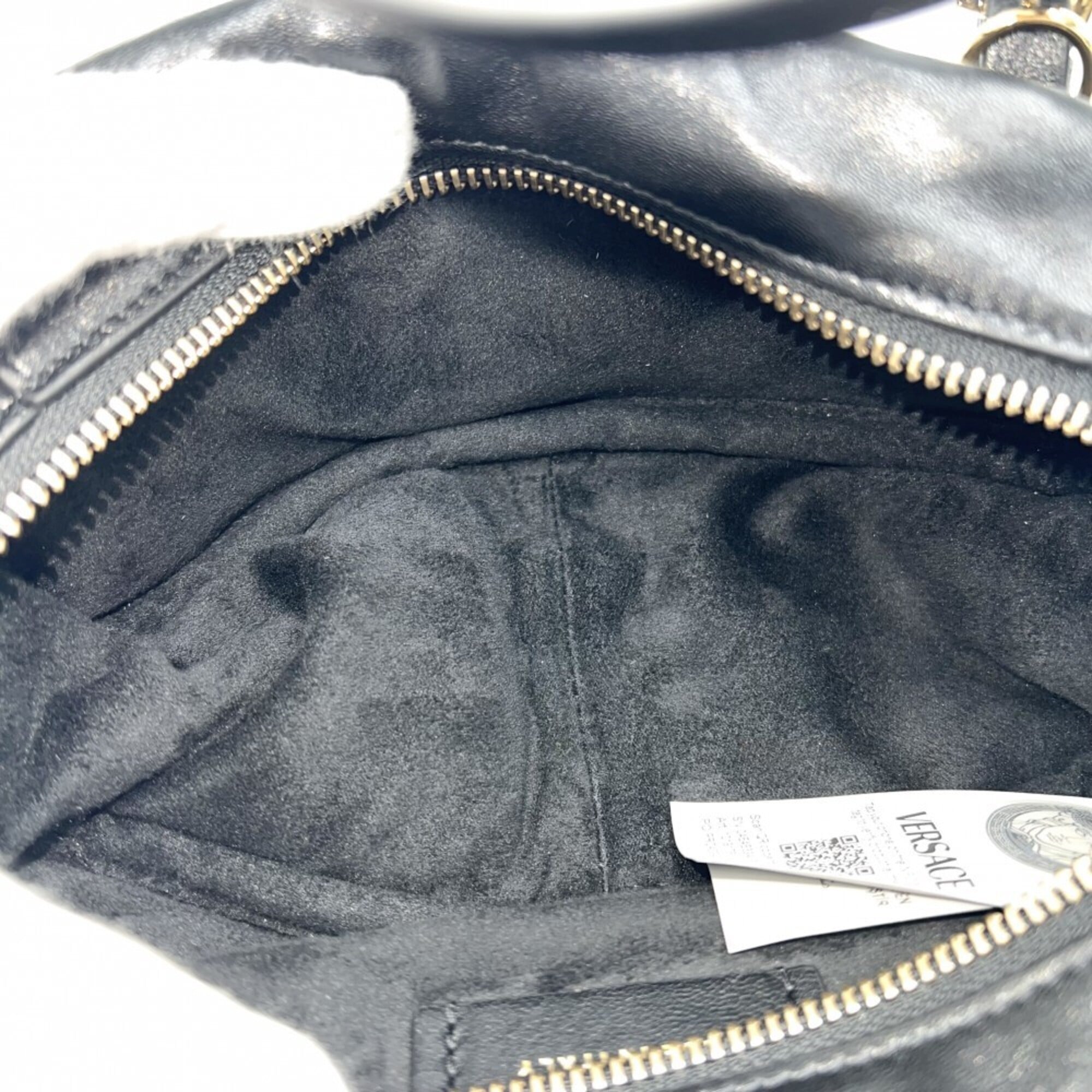 Versace Black Leather Handbag Shoulder Bag (Pre-Owned)
