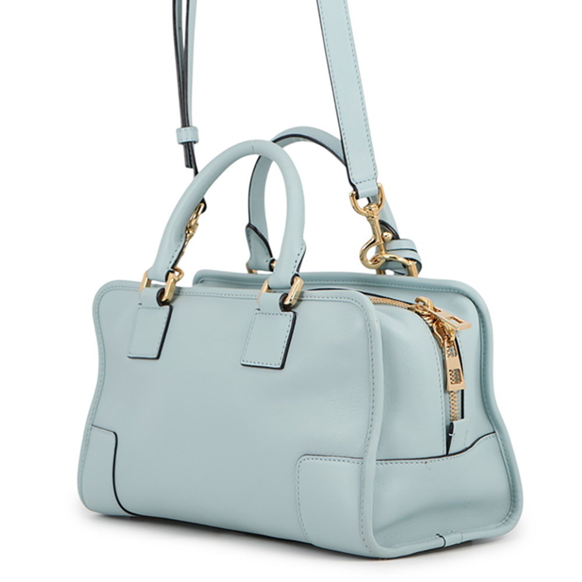 Loewe Amazona Light Blue Leather Handbag Shoulder Bag (Pre-Owned)