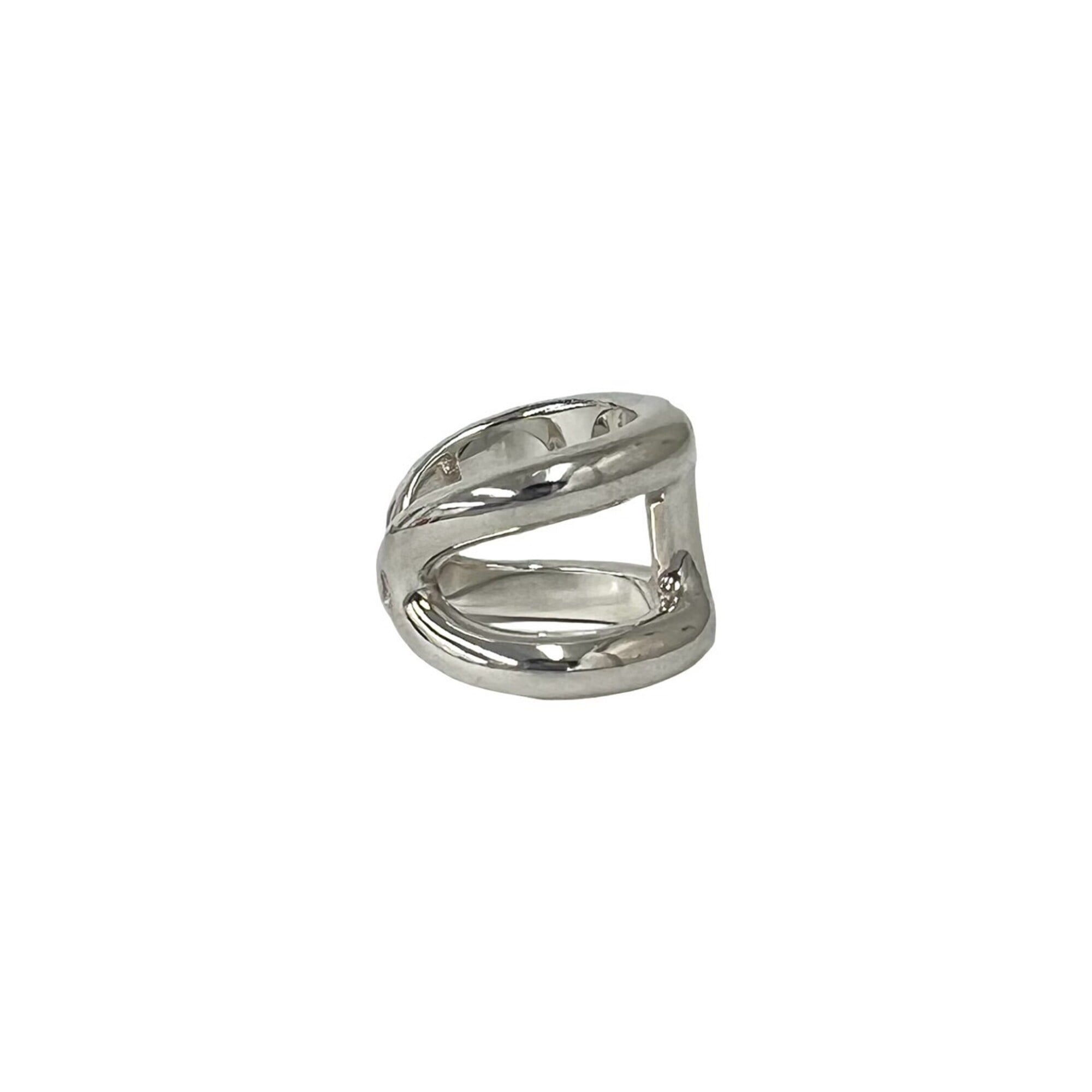 Hermes Silver Silver 925 Band Ring (Pre-Owned)