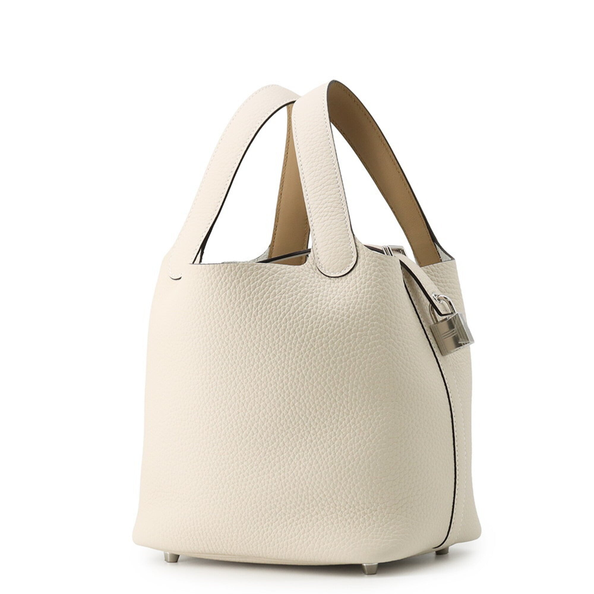 Hermes Beige Gray Ivory Taurillon Clemence Leather Handbag (Pre-Owned)