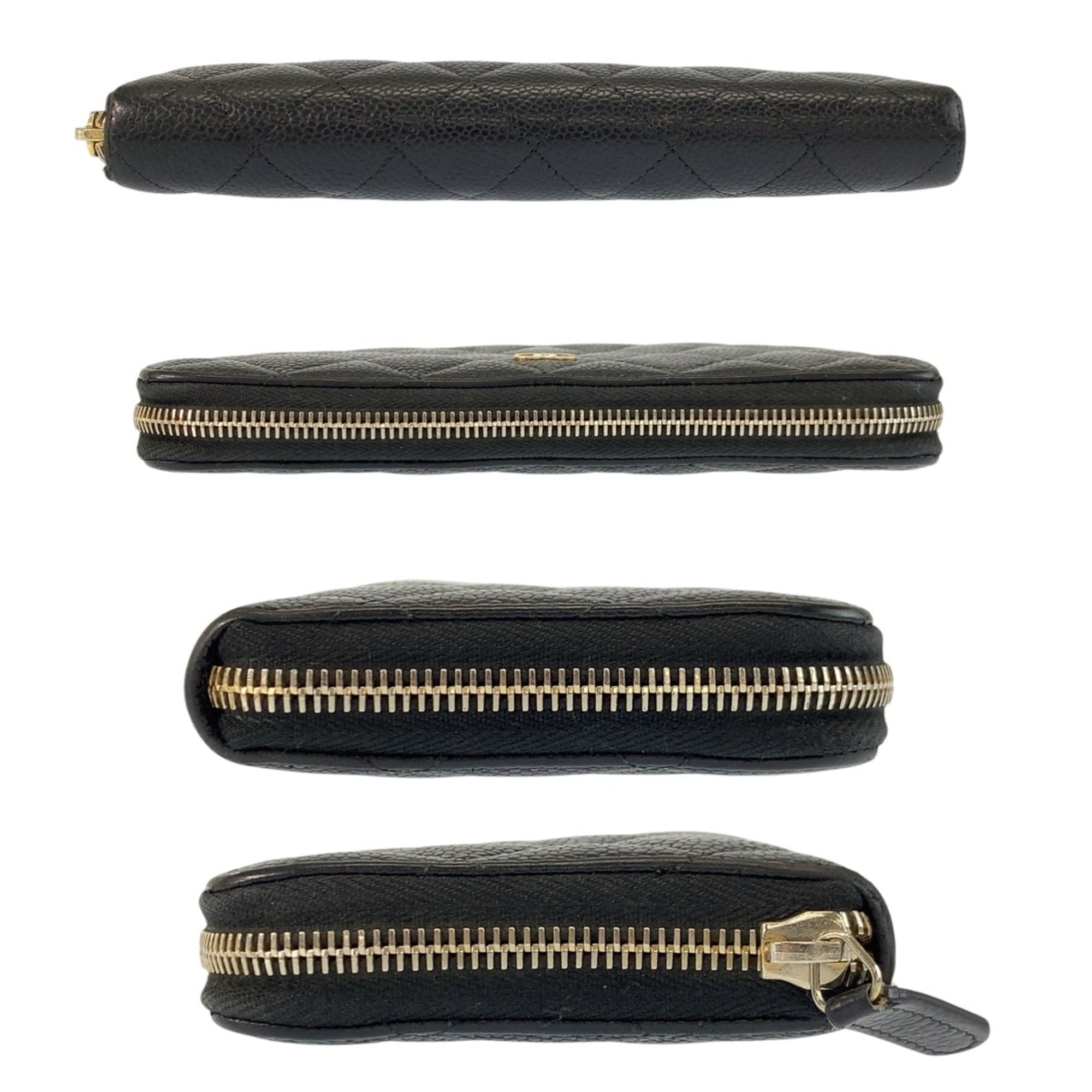 Chanel Black Leather Long Wallet (Bi-Fold) (Pre-Owned)