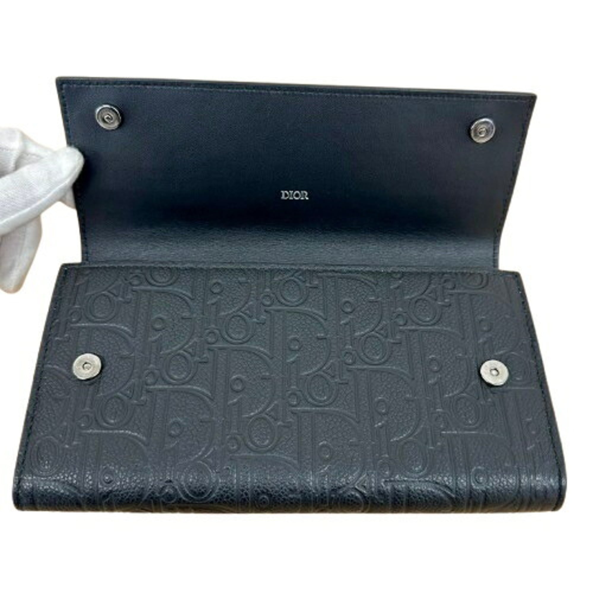 Dior Homme Black Leather Long Wallet (Bi-Fold) (Pre-Owned)
