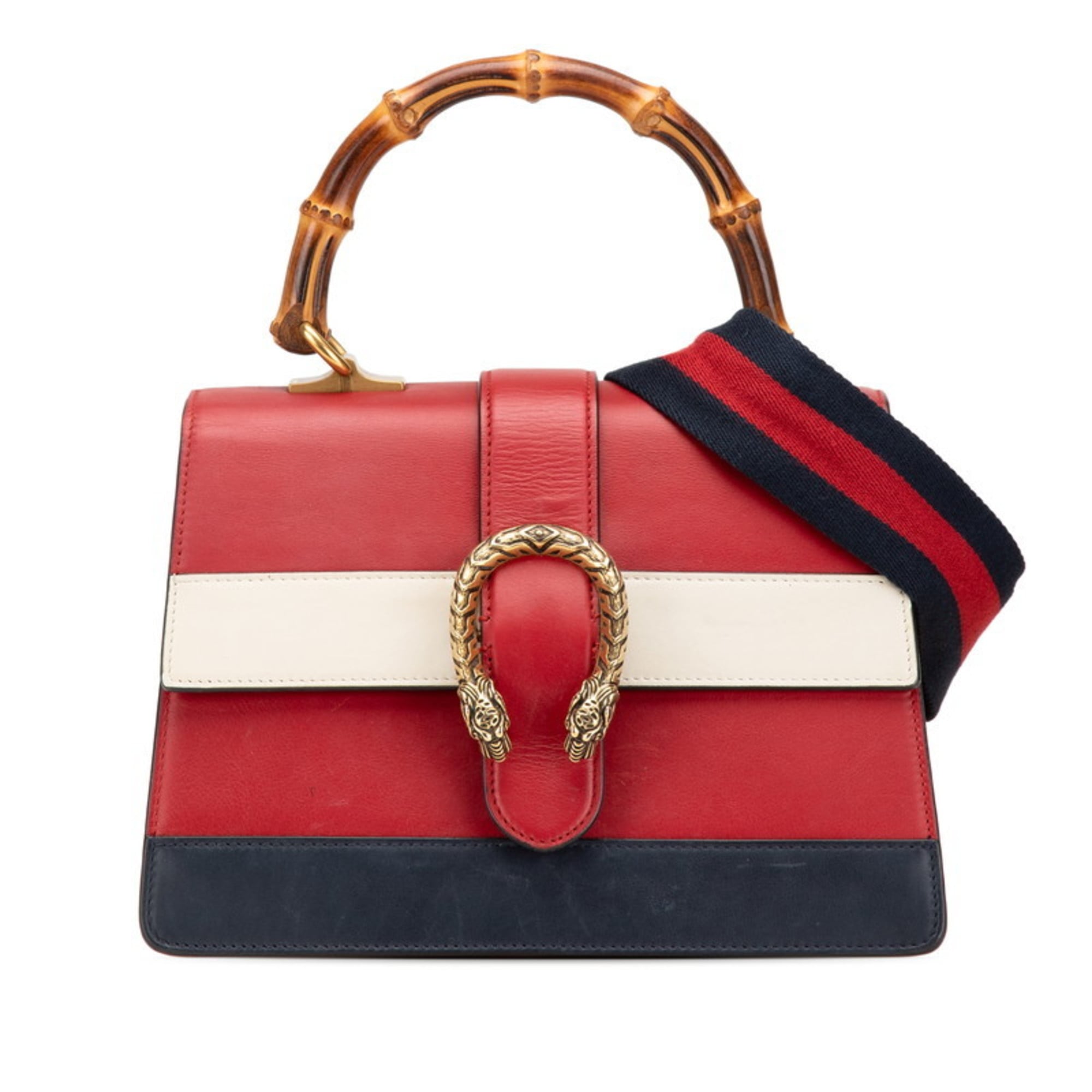 Gucci Red Color Leather Handbag Shoulder Bag (Pre-Owned)
