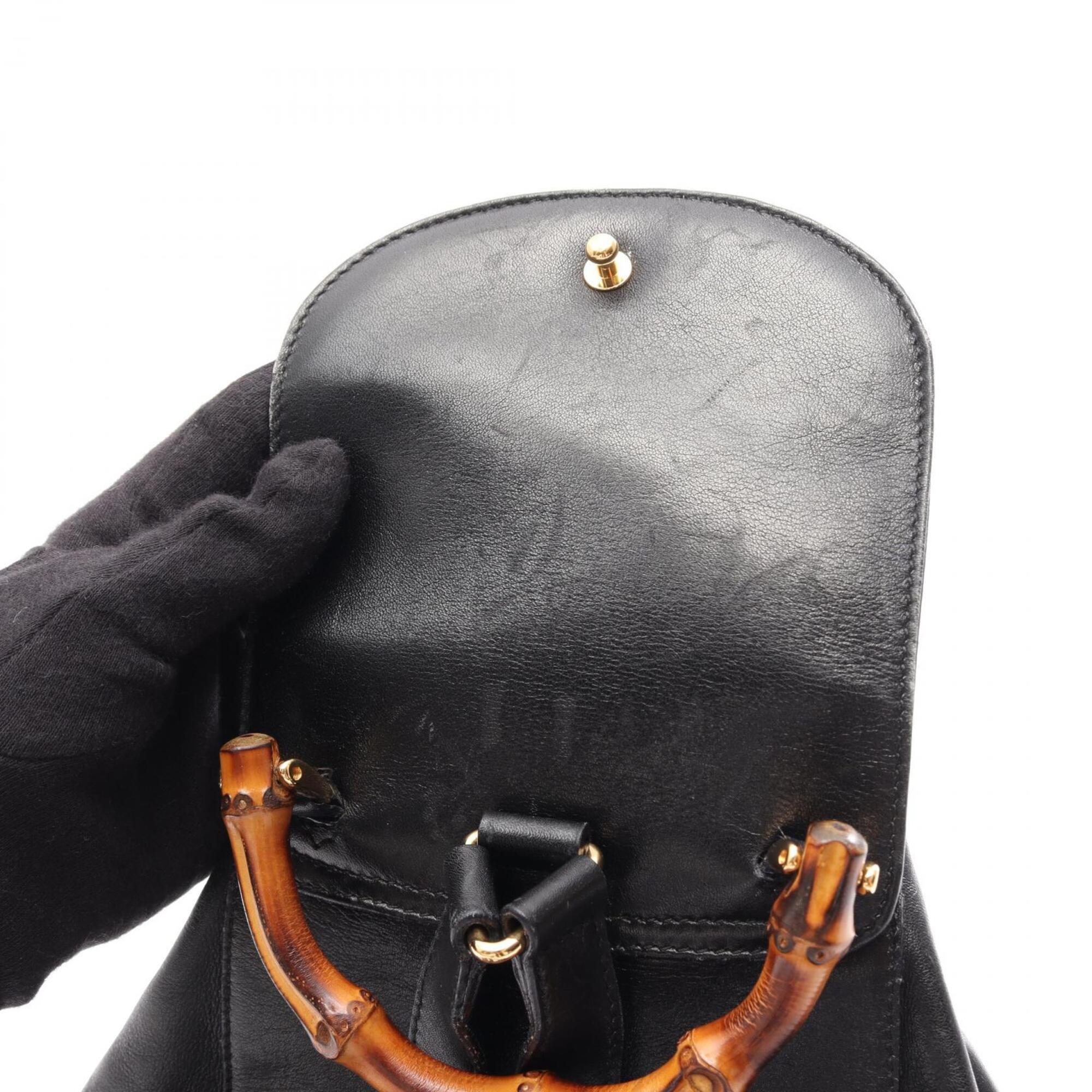 Gucci Black Leather Backpack Handbag (Pre-Owned)