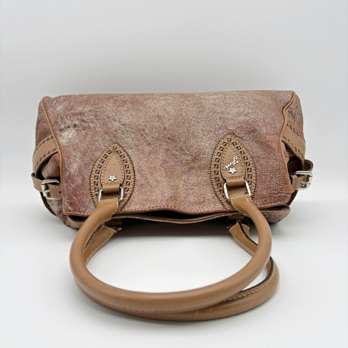 Fendi Etnico Bronze Brown Metallic Leather Handbag Tote Bag (Pre-Owned)