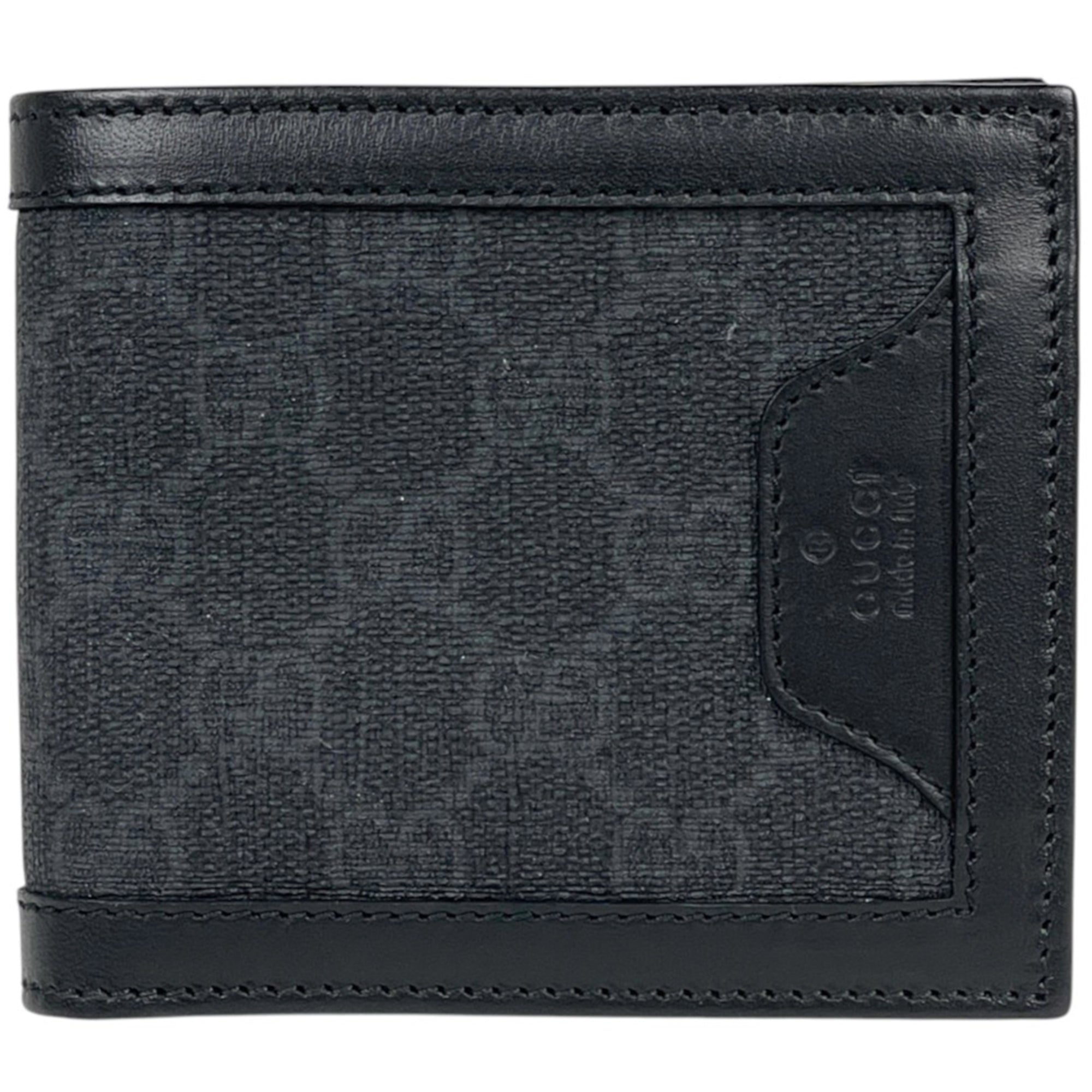Gucci Gg Supreme Black Coated Canvas Leather Wallet (Bi-Fold) (Pre-Owned)