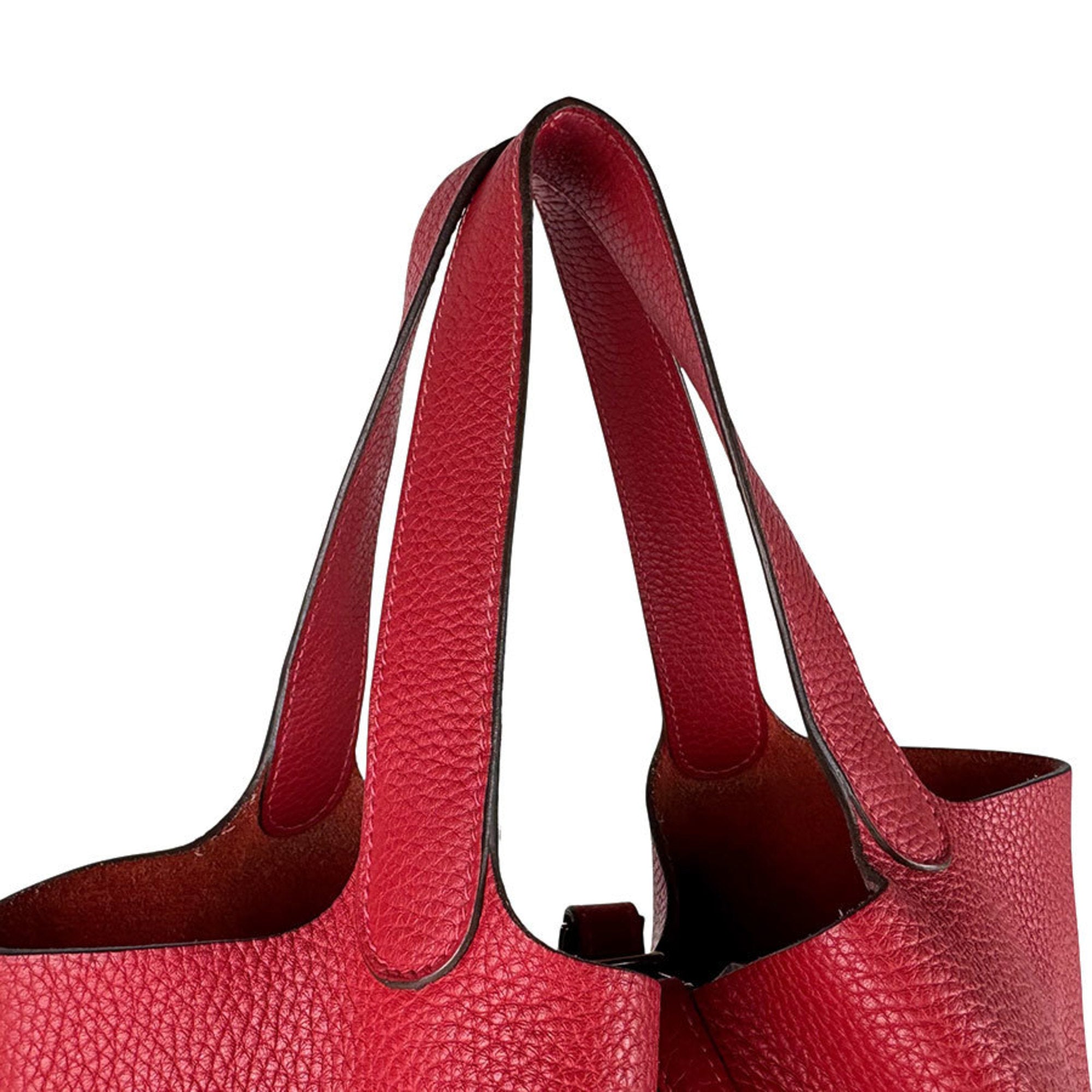 Hermes Rouge Casaque Taurillon Clemence Leather Handbag (Pre-Owned)
