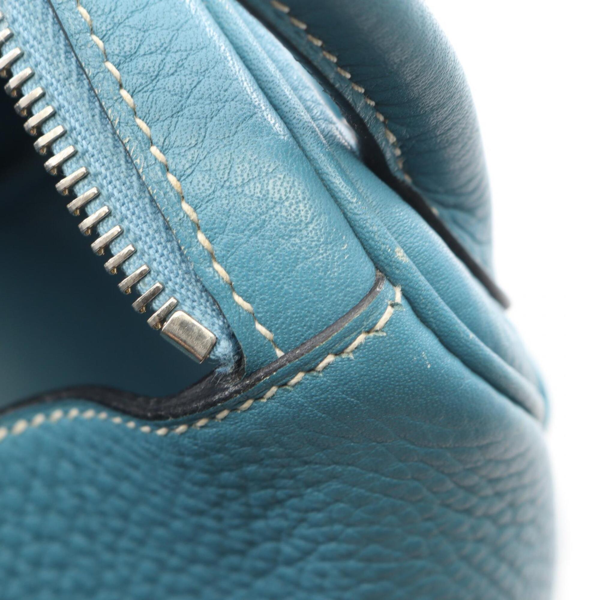 Hermes Blue Blue Jean Taurillon Clemence Leather Leather Handbag Shoulder Bag (Pre-Owned)