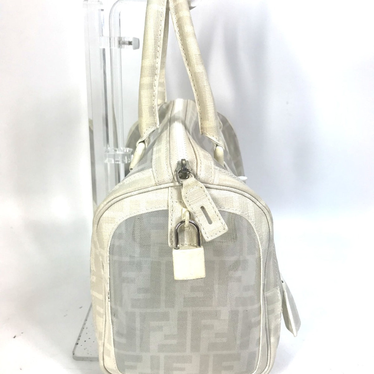 Fendi White Leather Boston Bag (Pre-Owned)
