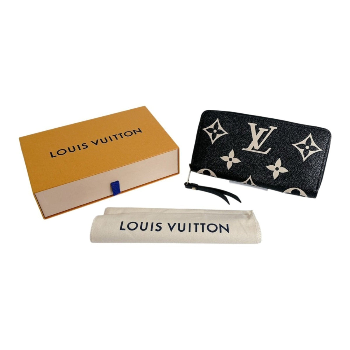 Louis Vuitton Beige Black Monogram Empreinte Long Wallet (Bi-Fold) (Pre-Owned)