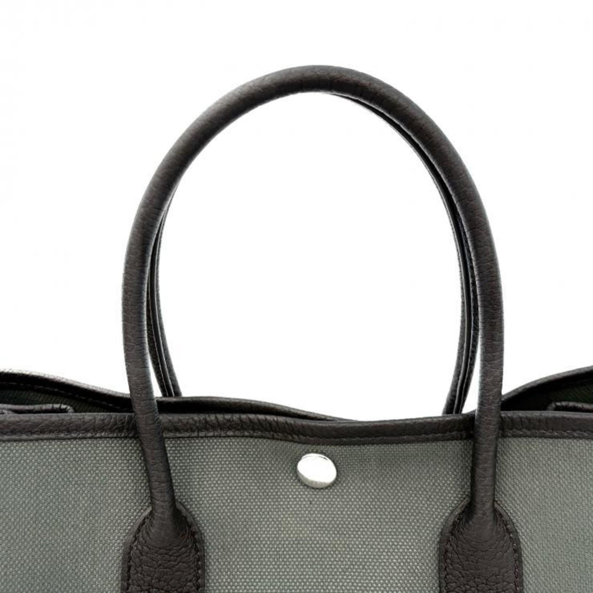 Hermes Black Green Khaki Toile Officier Tote Bag (Pre-Owned)
