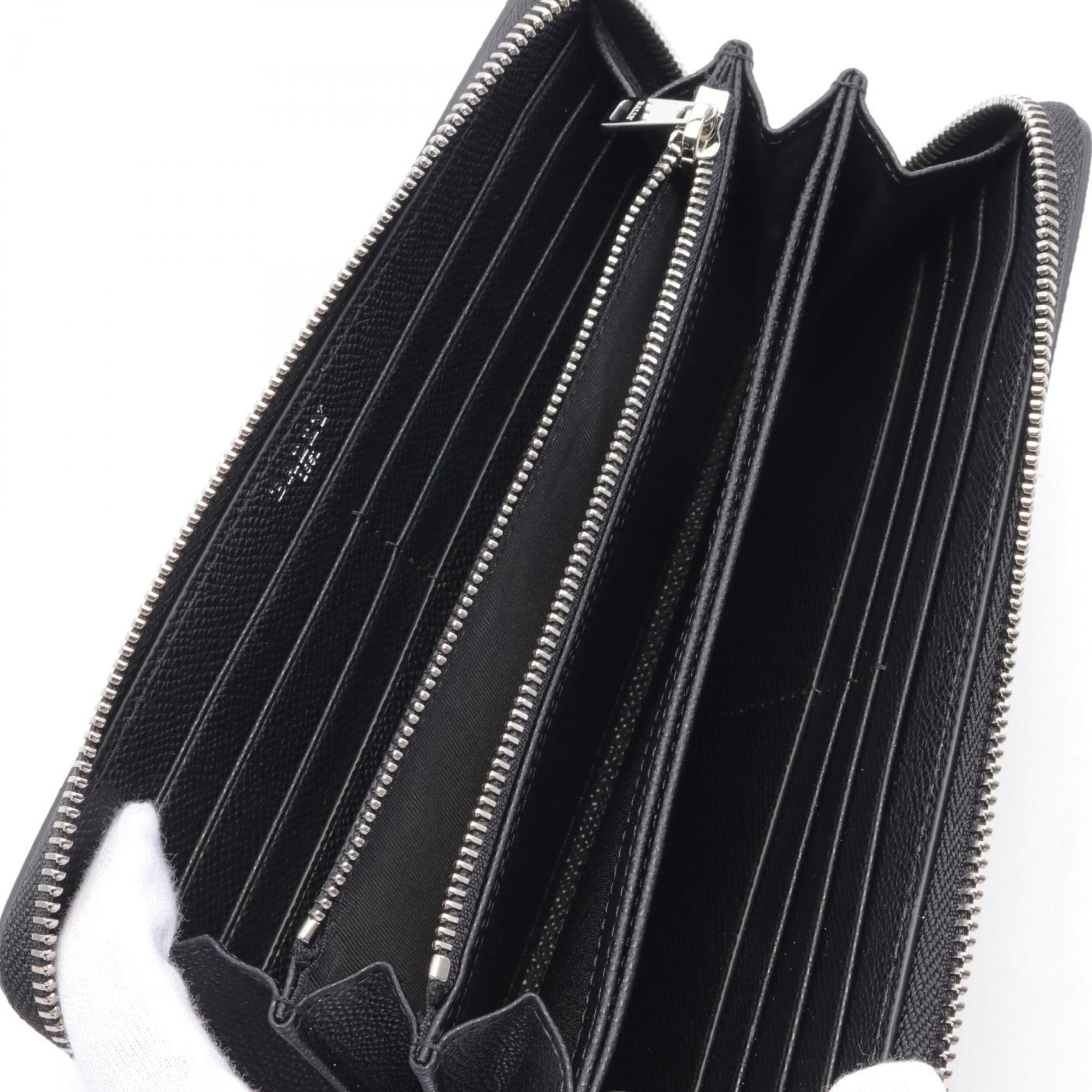 Bally Black Navy White Leather Long Wallet (Bi-Fold) (Pre-Owned)