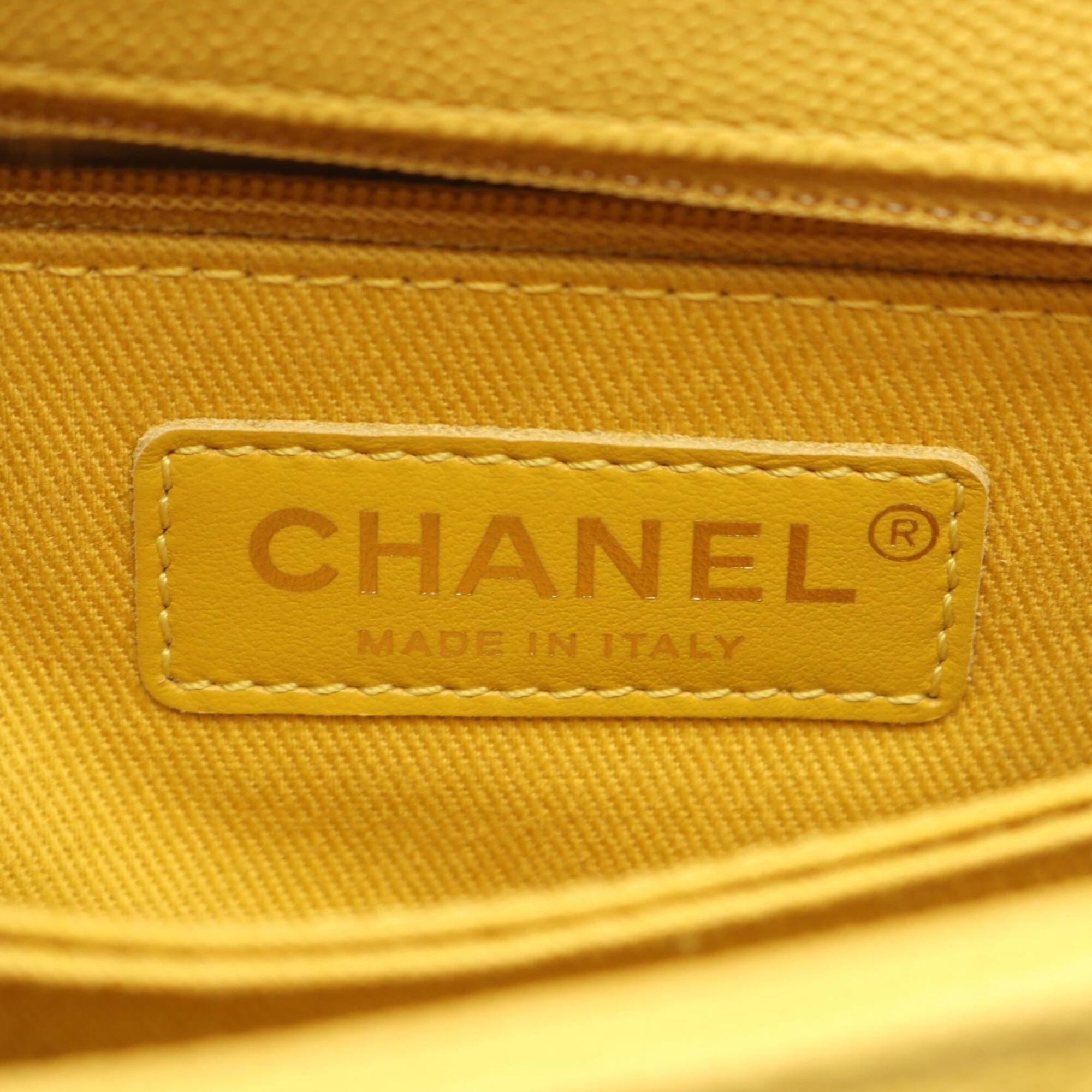 Chanel Yellow Grained Calfskin Handbag (Pre-Owned)