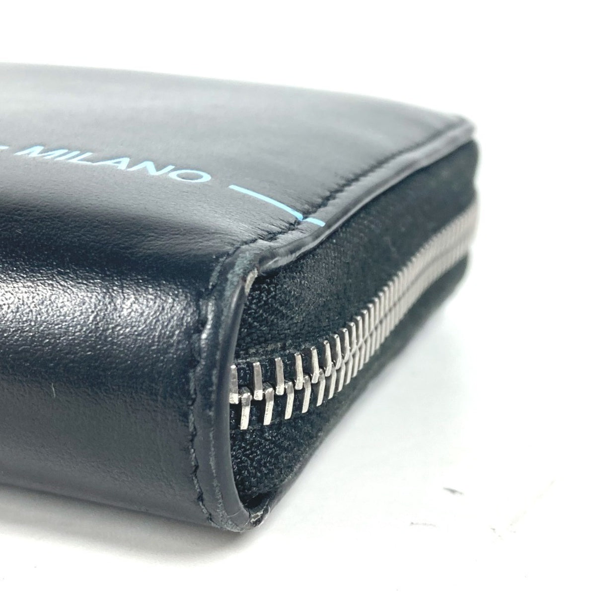 Prada Black Blue Leather Long Wallet (Bi-Fold) (Pre-Owned)
