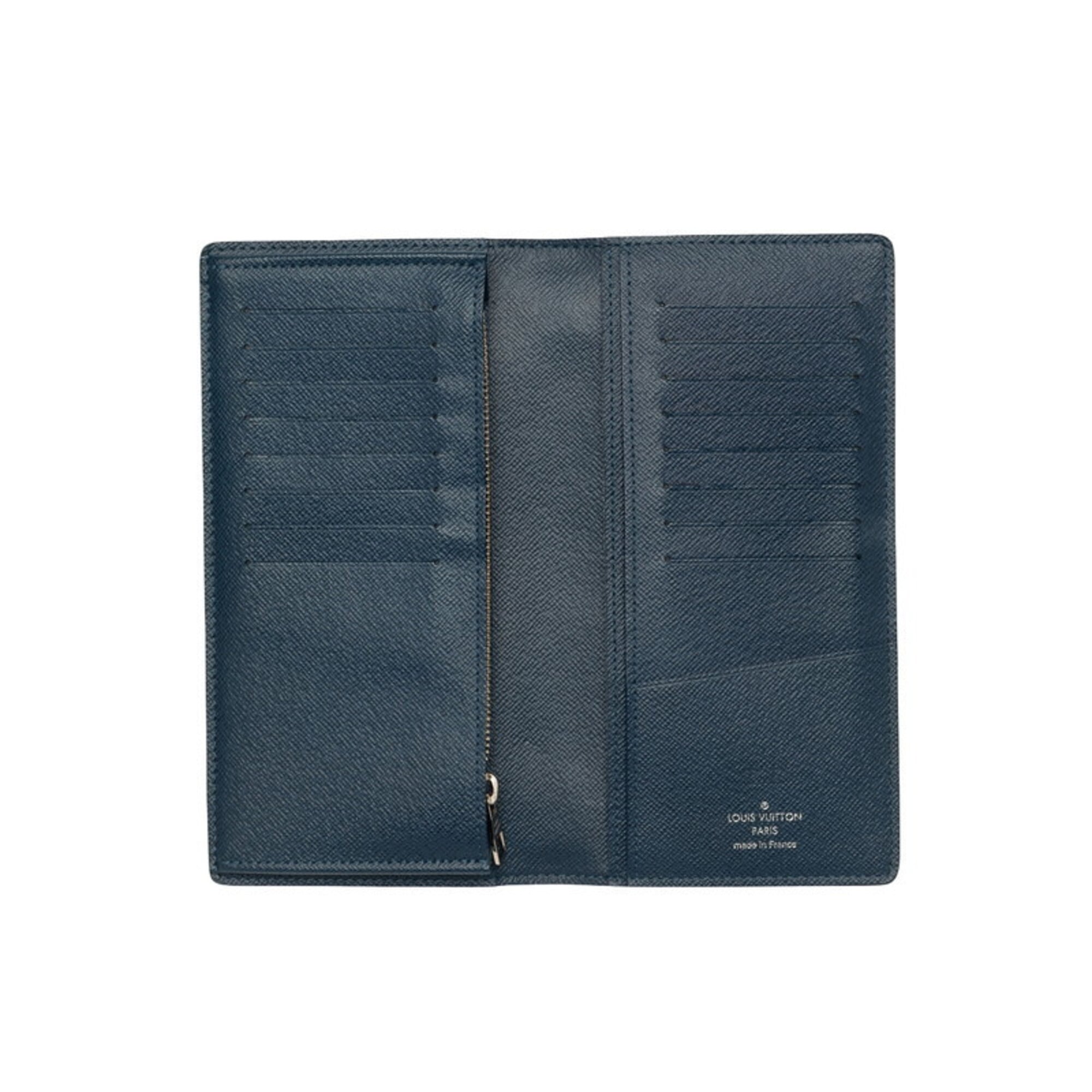 Louis Vuitton Taiga Navy Navy Blue Taiga Leather Long Wallet (Bi-Fold) (Pre-Owned)