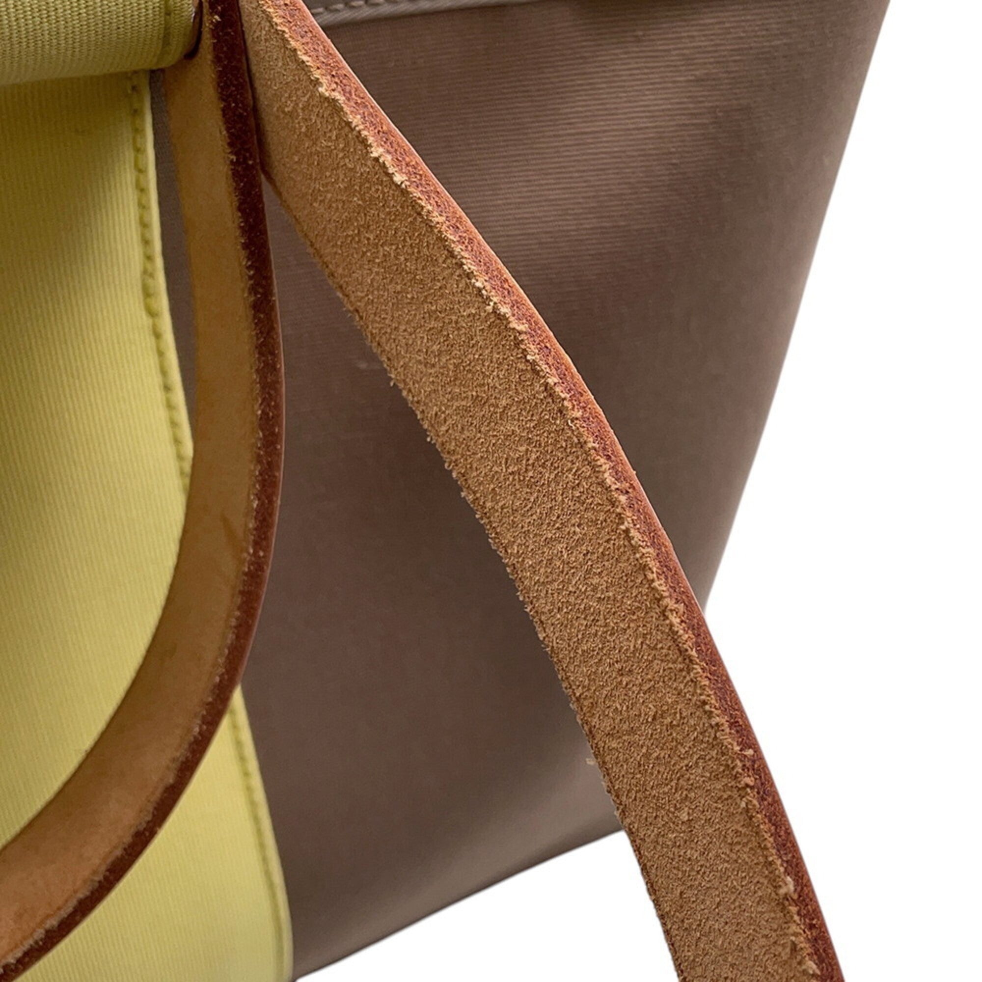 Hermes Cabag Etoupe Gray Yellow Toile Officier Leather Handbag Tote Bag (Pre-Owned)