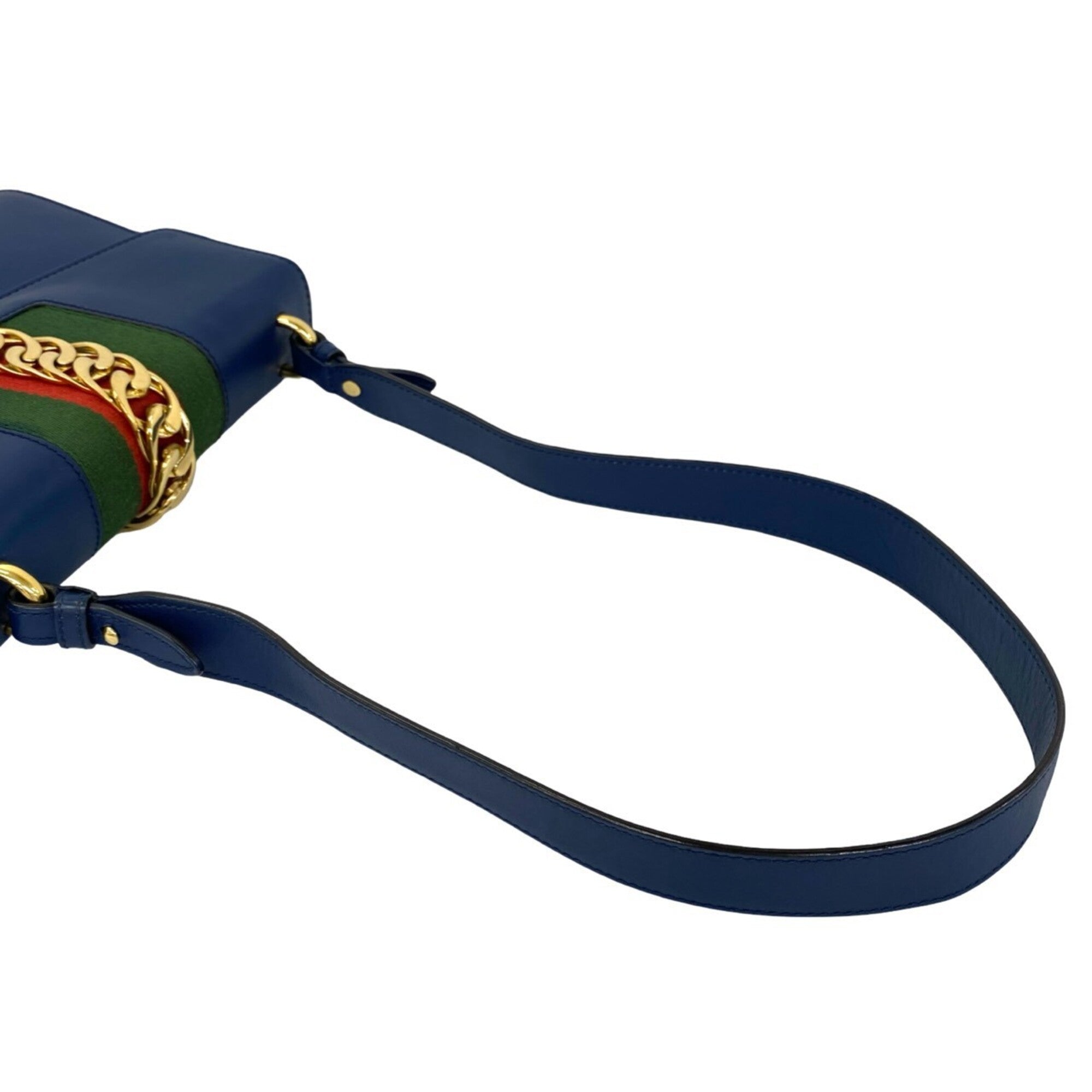 Gucci Green Navy Red Color Leather Pochette Shoulder Bag (Pre-Owned)