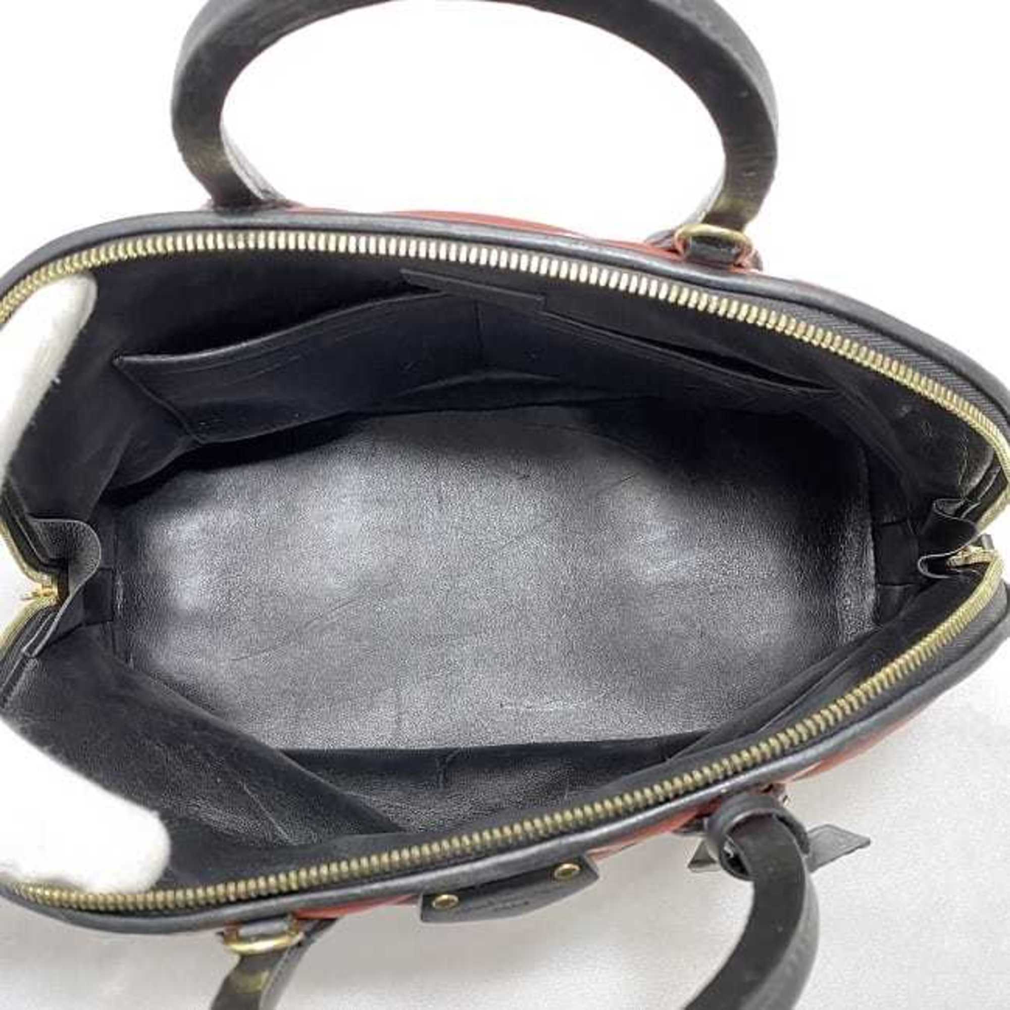Louis Vuitton Black Red Color Leather Handbag Shoulder Bag (Pre-Owned)