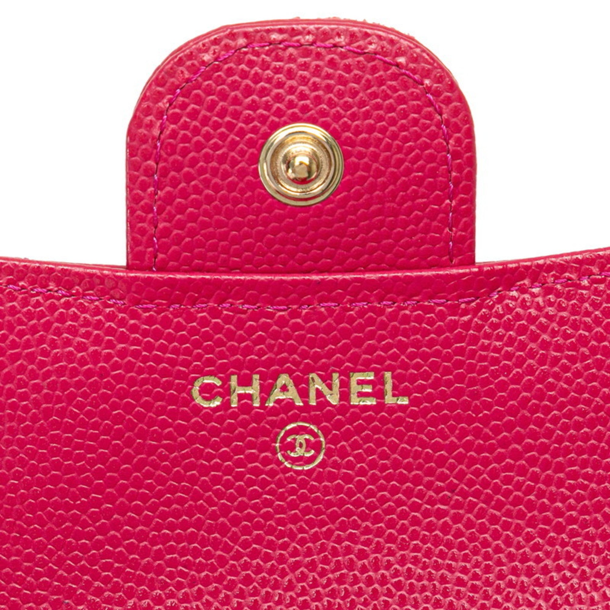 Chanel Pink Grained Calfskin Wallet (Bi-Fold) (Pre-Owned)