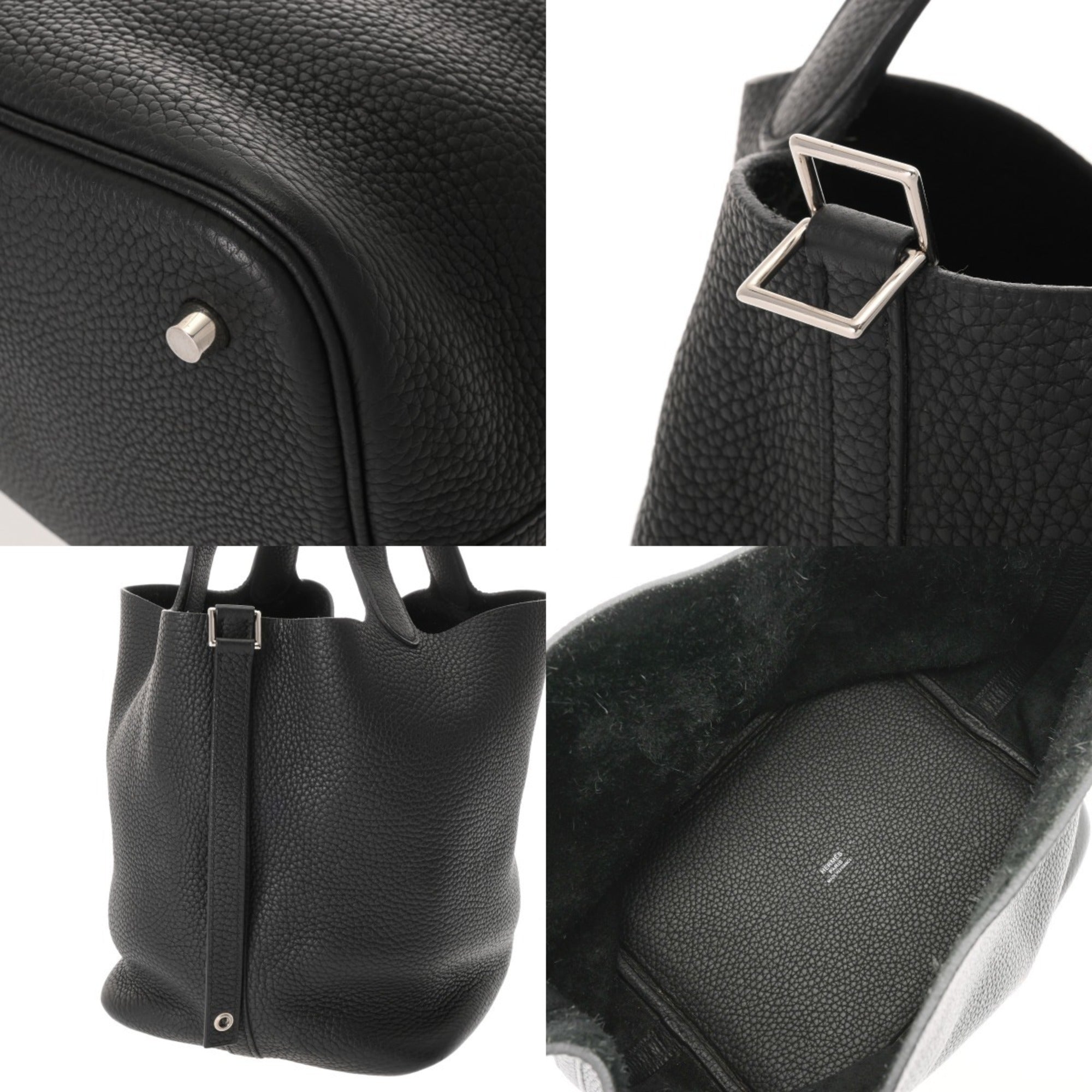 Hermes Black Taurillon Clemence Leather Handbag (Pre-Owned)