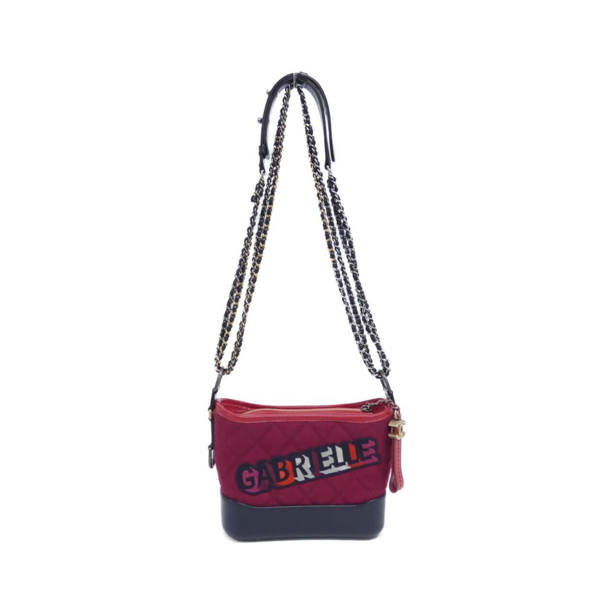 Chanel Bordeaux Navy Red Color Felt Leather Shoulder Bag (Pre-Owned)