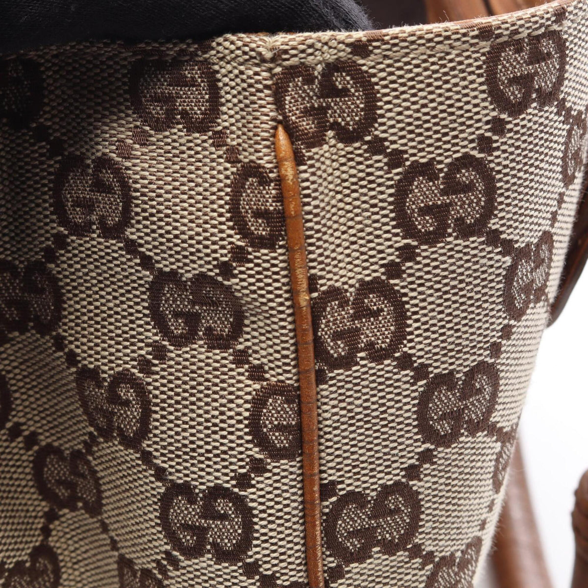 Gucci Beige Brown Canvas Leather Handbag Tote Bag (Pre-Owned)