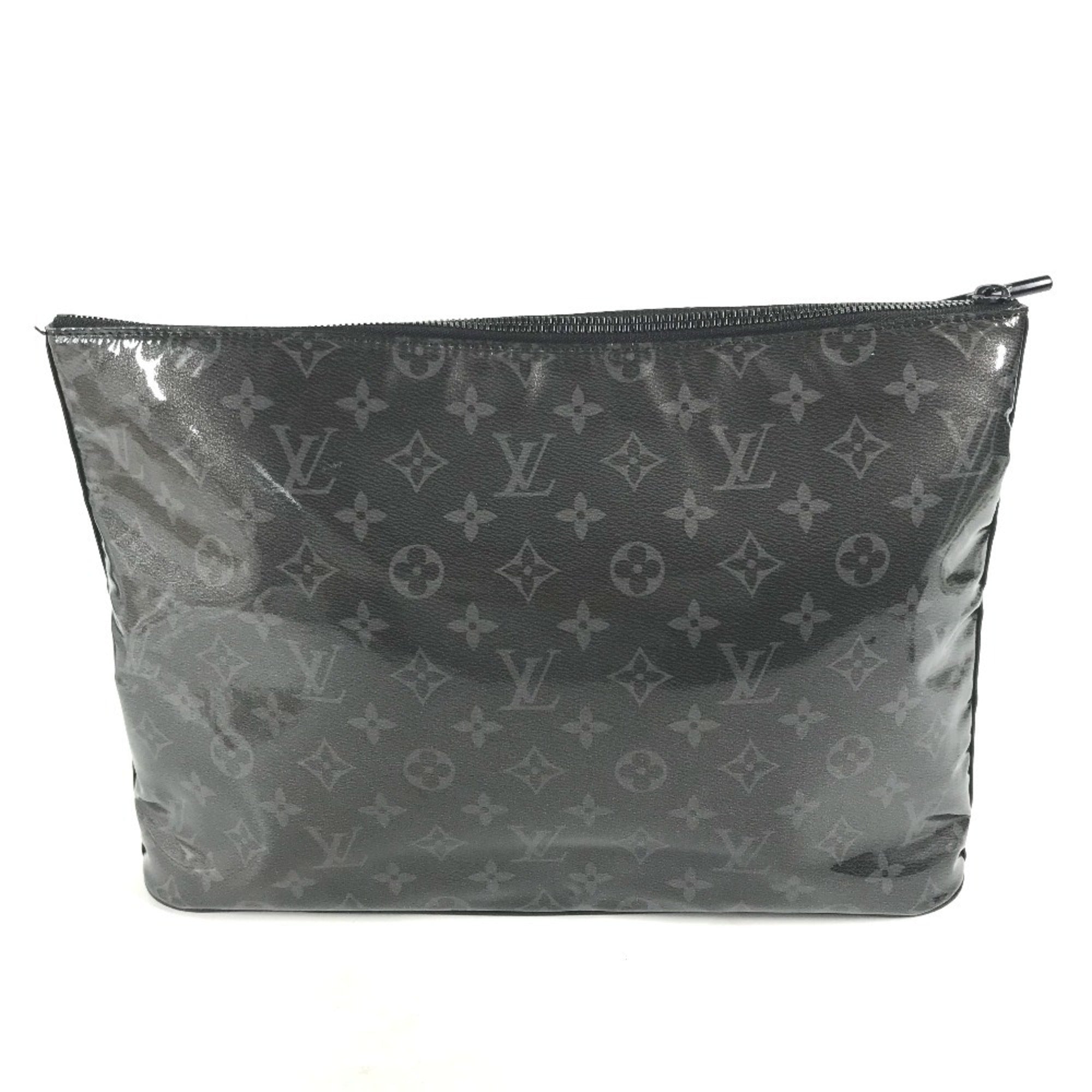 Louis Vuitton Black Vinyl Leather Clutch Bag Pochette Pouch (Pre-Owned)