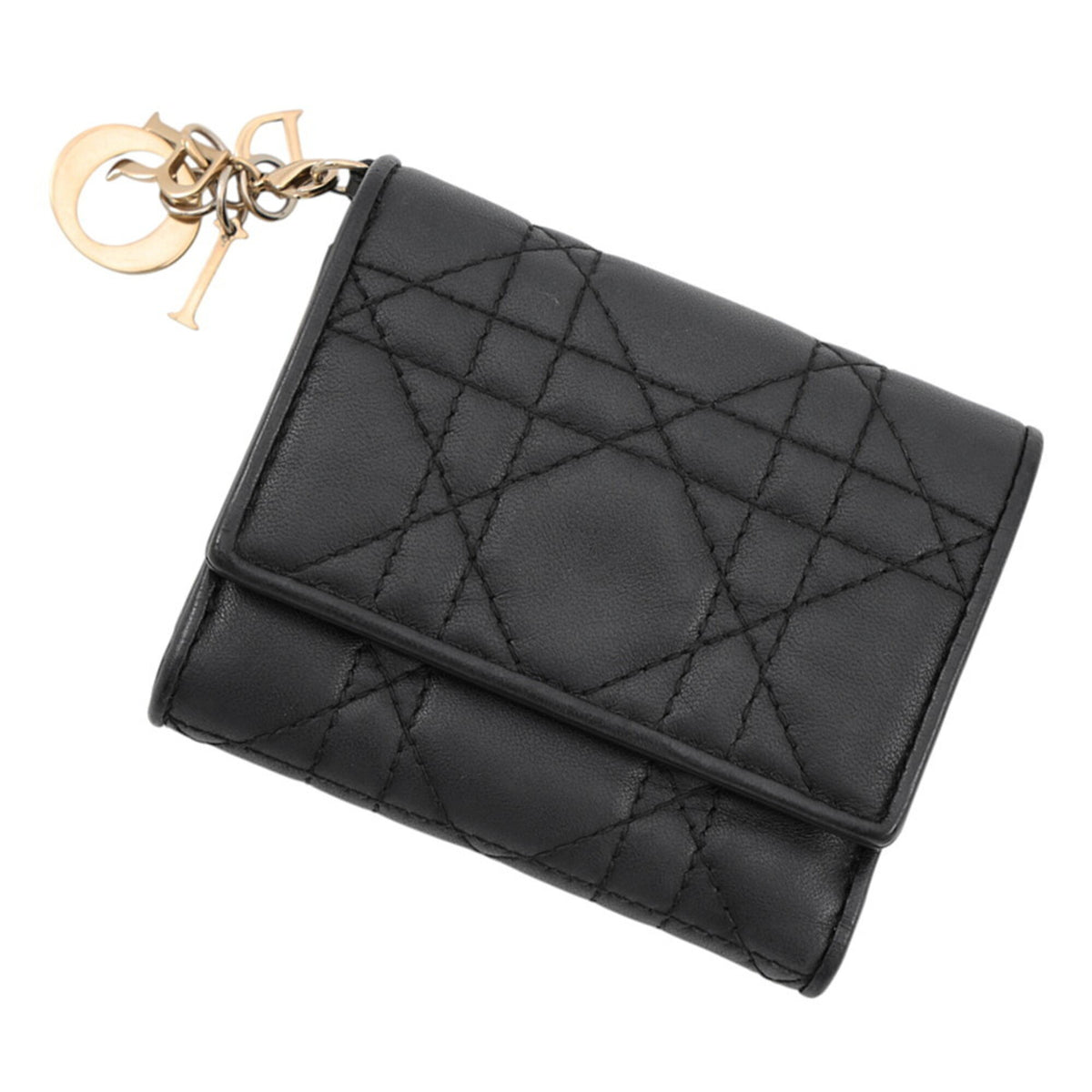 Christian Dior Black Leather Wallet (Tri-Fold) (Pre-Owned)