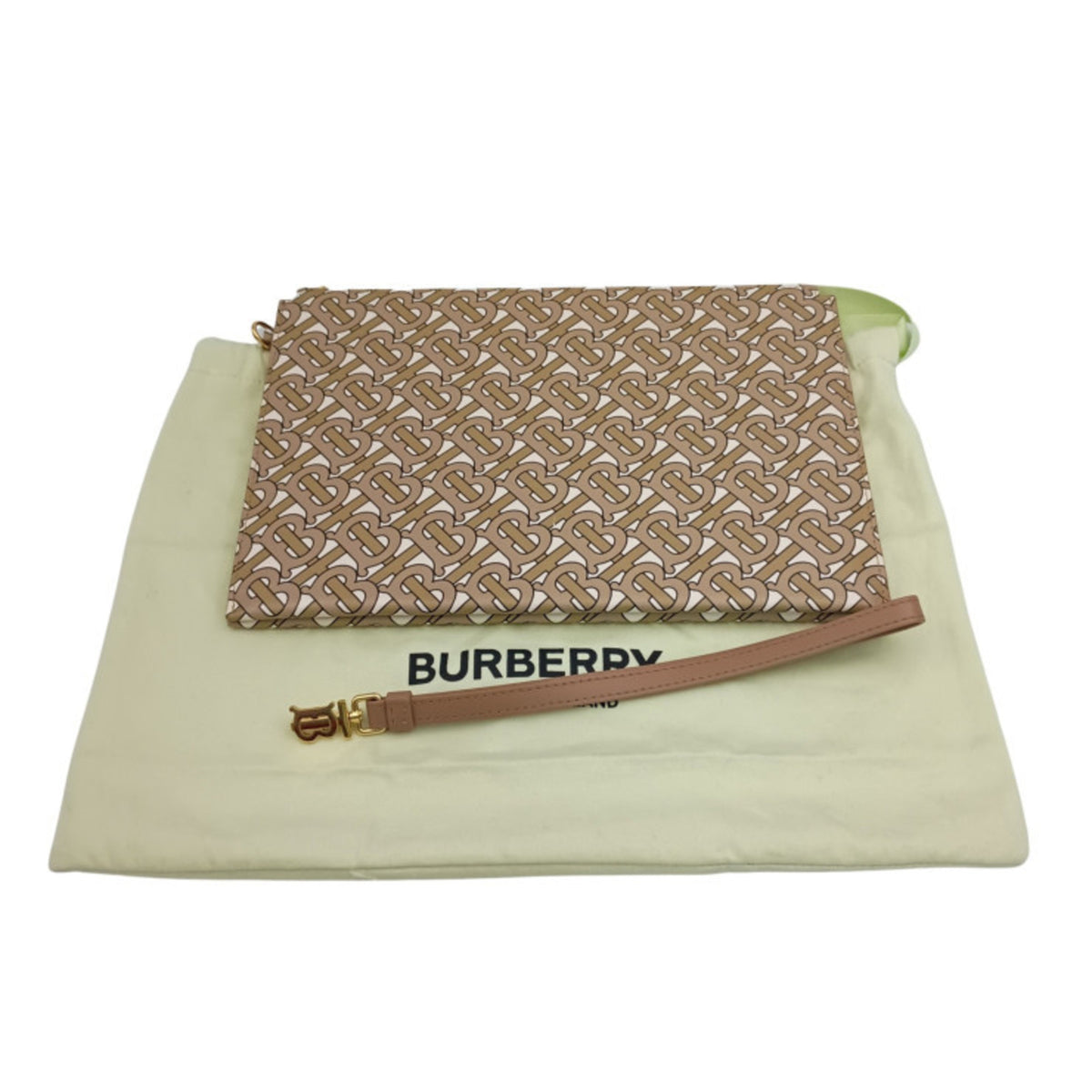 Burberry Beige Canvas Clutch Bag Handbag (Pre-Owned)