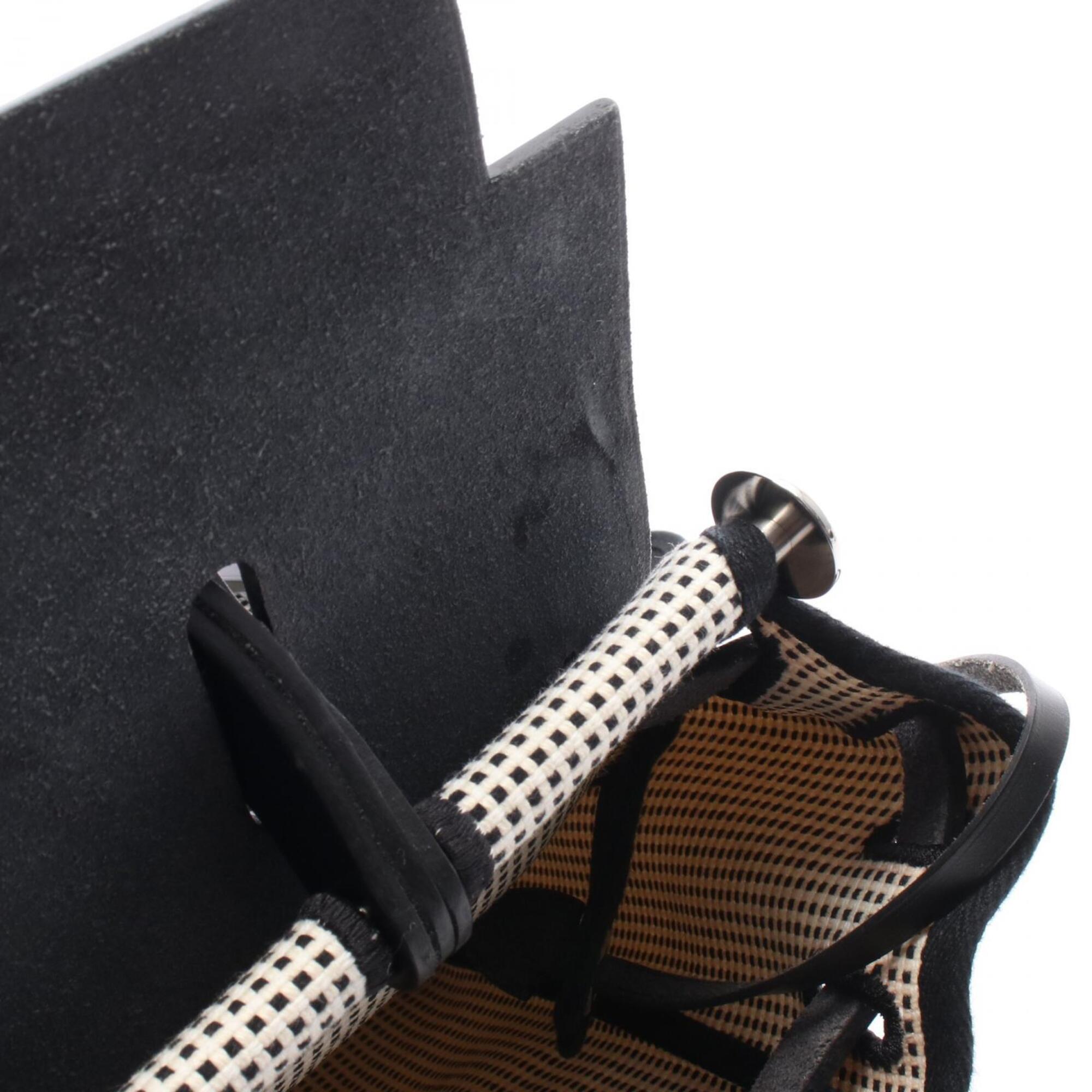 Hermes Black White Canvas Handbag (Pre-Owned)