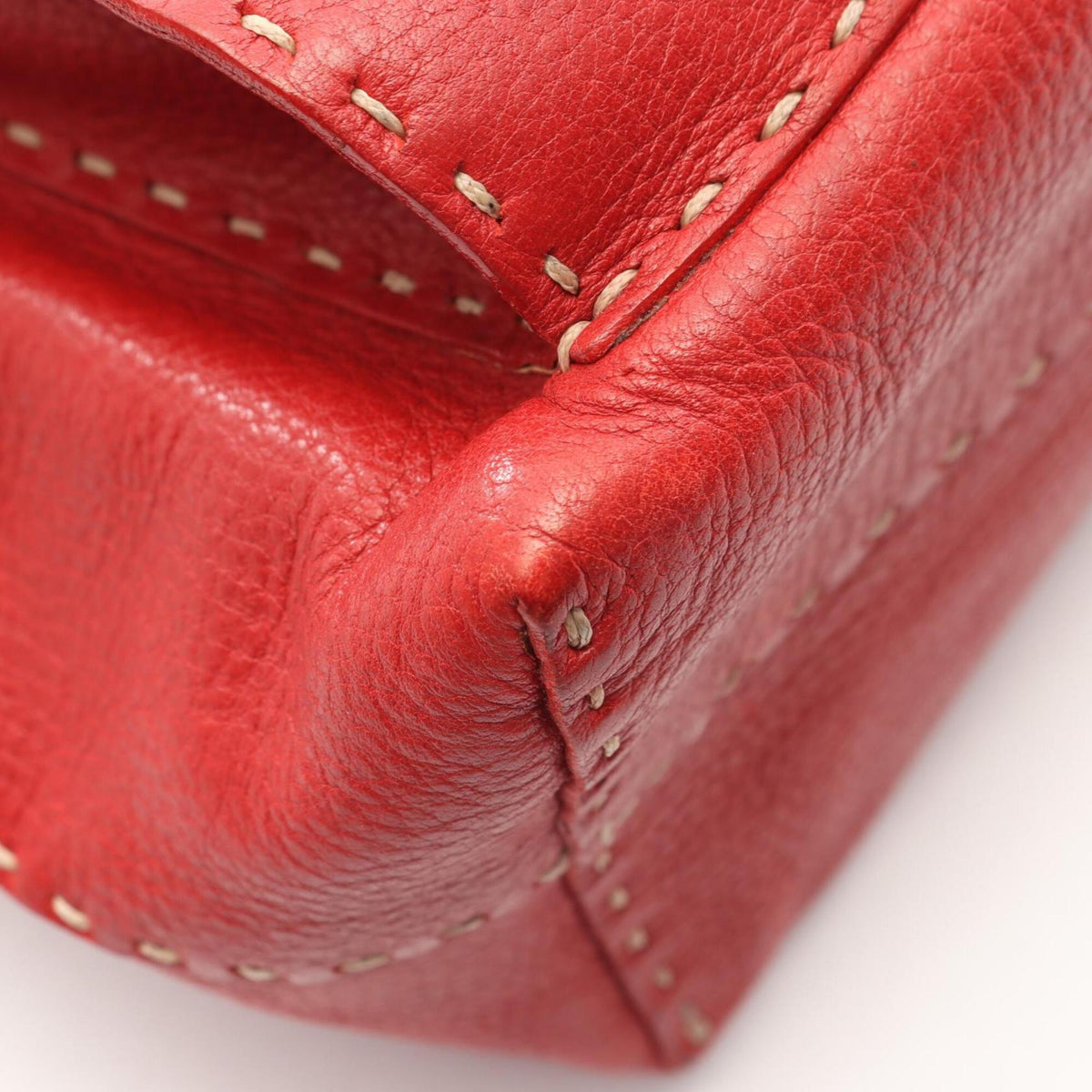 Fendi Red Color Leather Handbag Shoulder Bag (Pre-Owned)