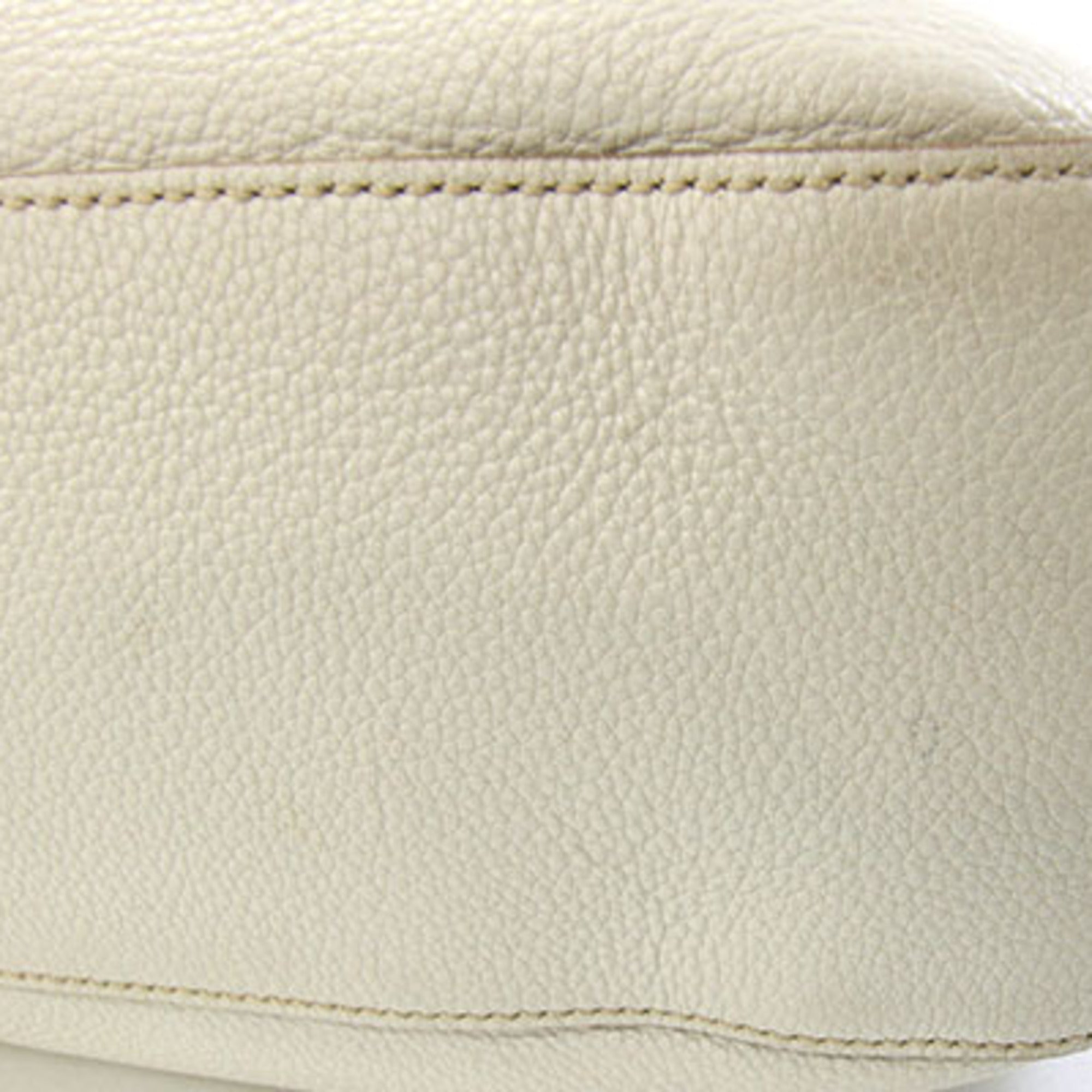 Prada Off-White Talco Leather Shoulder Bag (Pre-Owned)