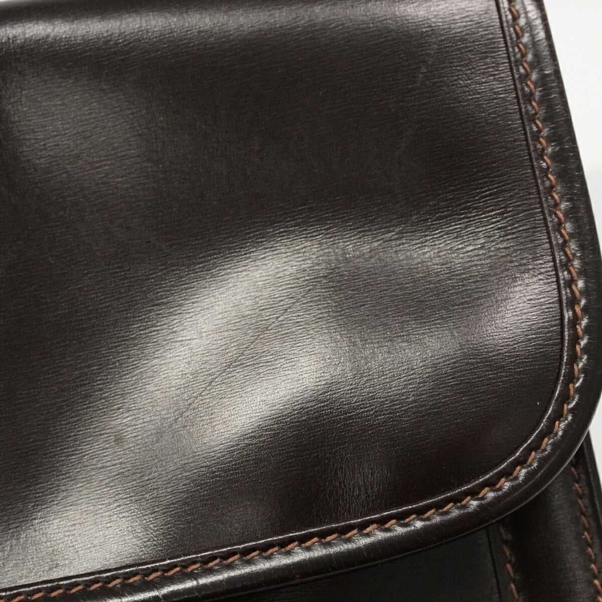 Hermes Dark Brown Box Calf Leather Clutch Bag (Pre-Owned)