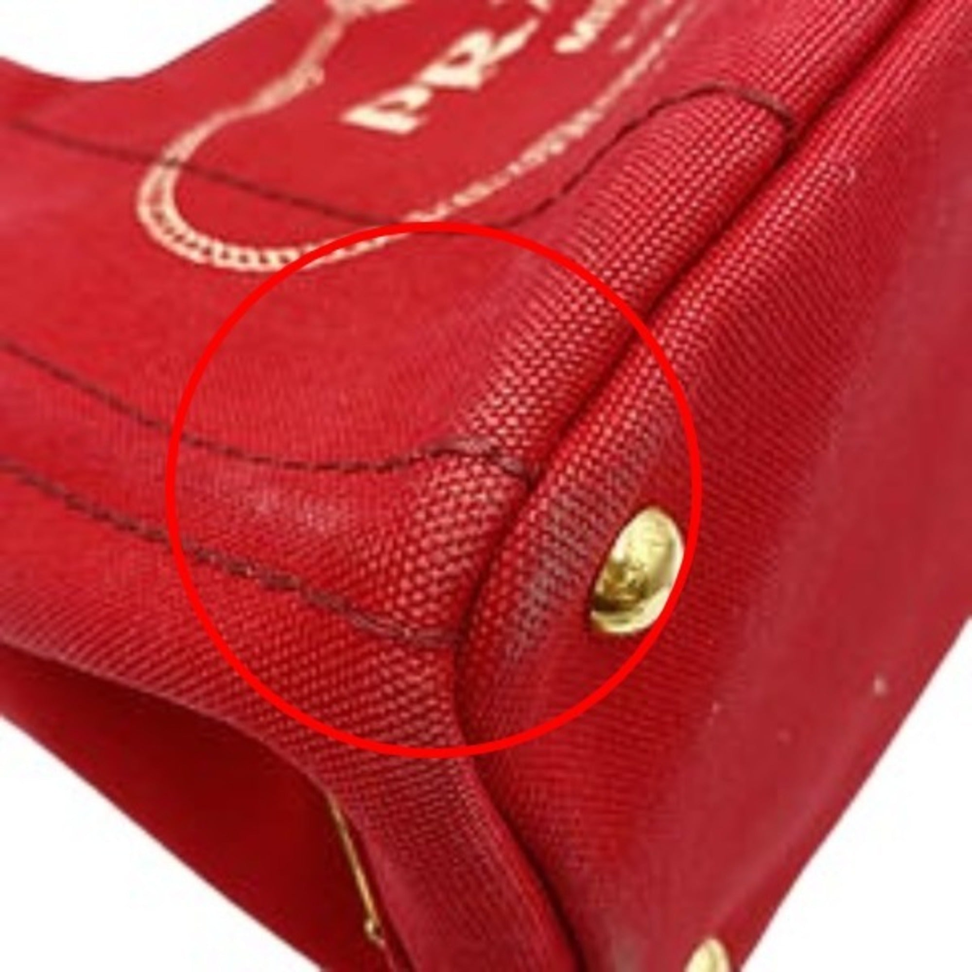 Prada Red Color Denim Tote Bag (Pre-Owned)