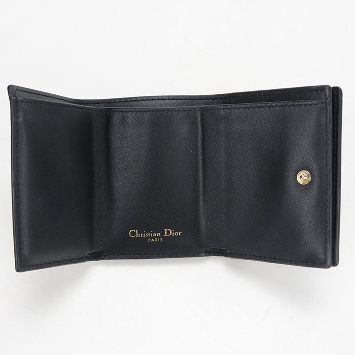 Christian Dior Black Leather Wallet (Tri-Fold) (Pre-Owned)