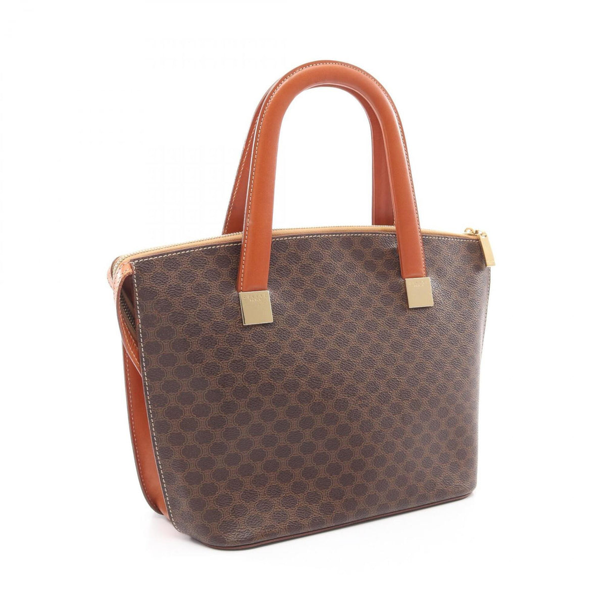 Celine Brown Coated Canvas Leather Handbag Tote Bag (Pre-Owned)