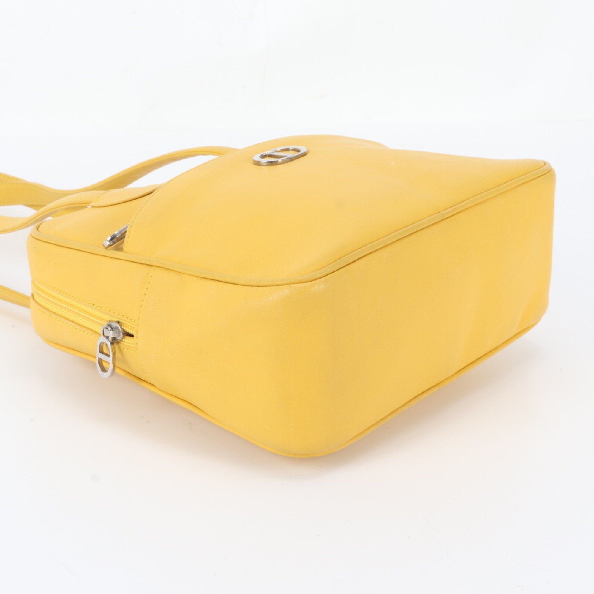 Christian Dior Yellow Leather Handbag Shoulder Bag Tote Bag (Pre-Owned)