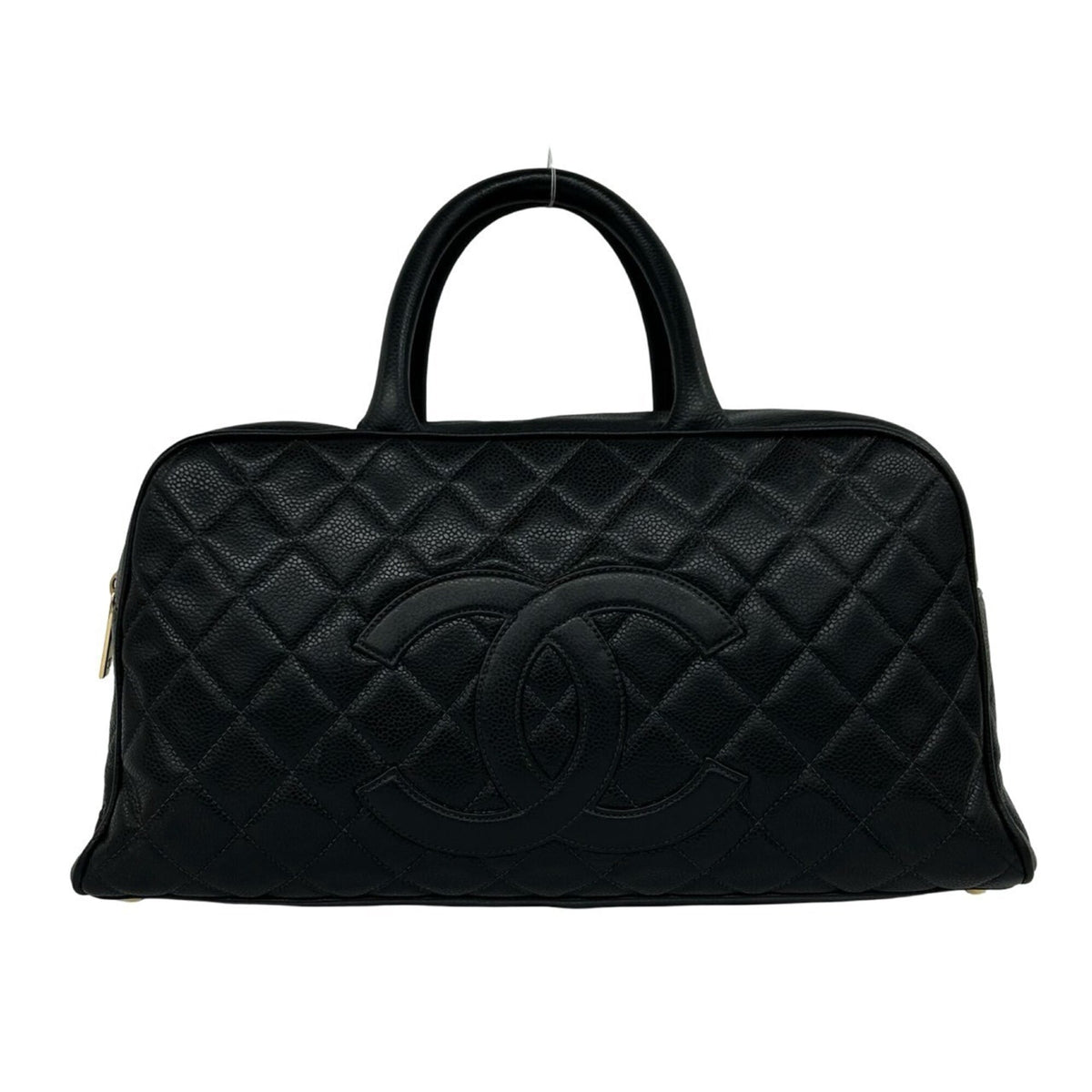 Chanel Black Grained Calfskin Boston Bag Handbag (Pre-Owned)