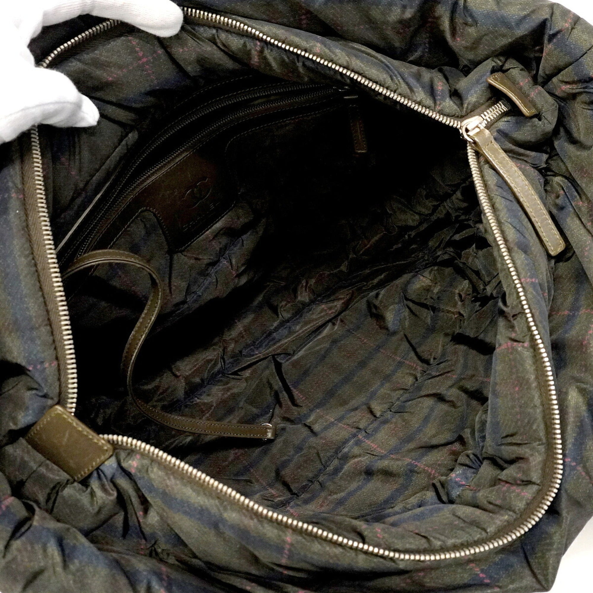 Chanel Khaki Nylon Handbag (Pre-Owned)