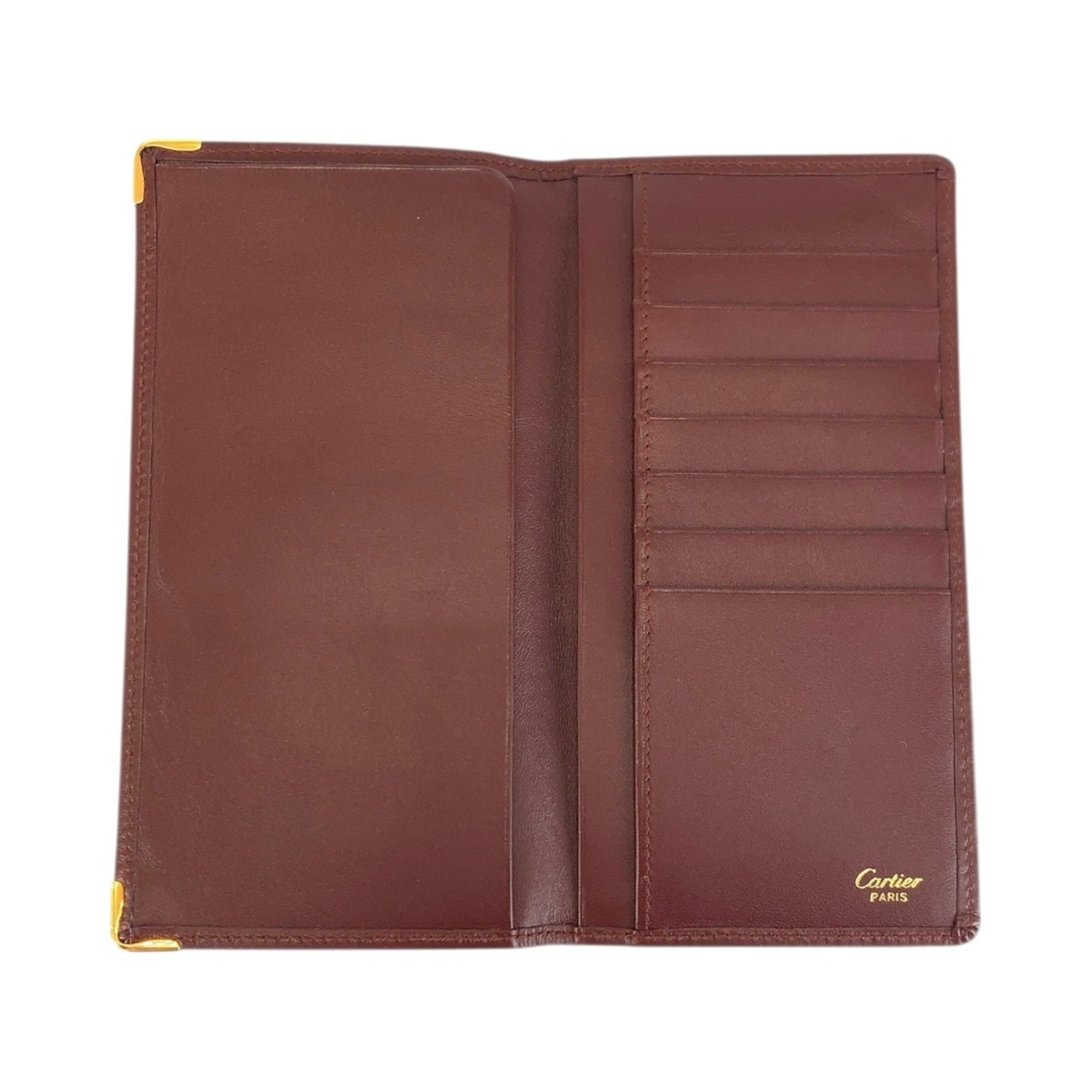 Cartier Bordeaux Leather Long Bill Wallet (Bi-Fold) (Pre-Owned)