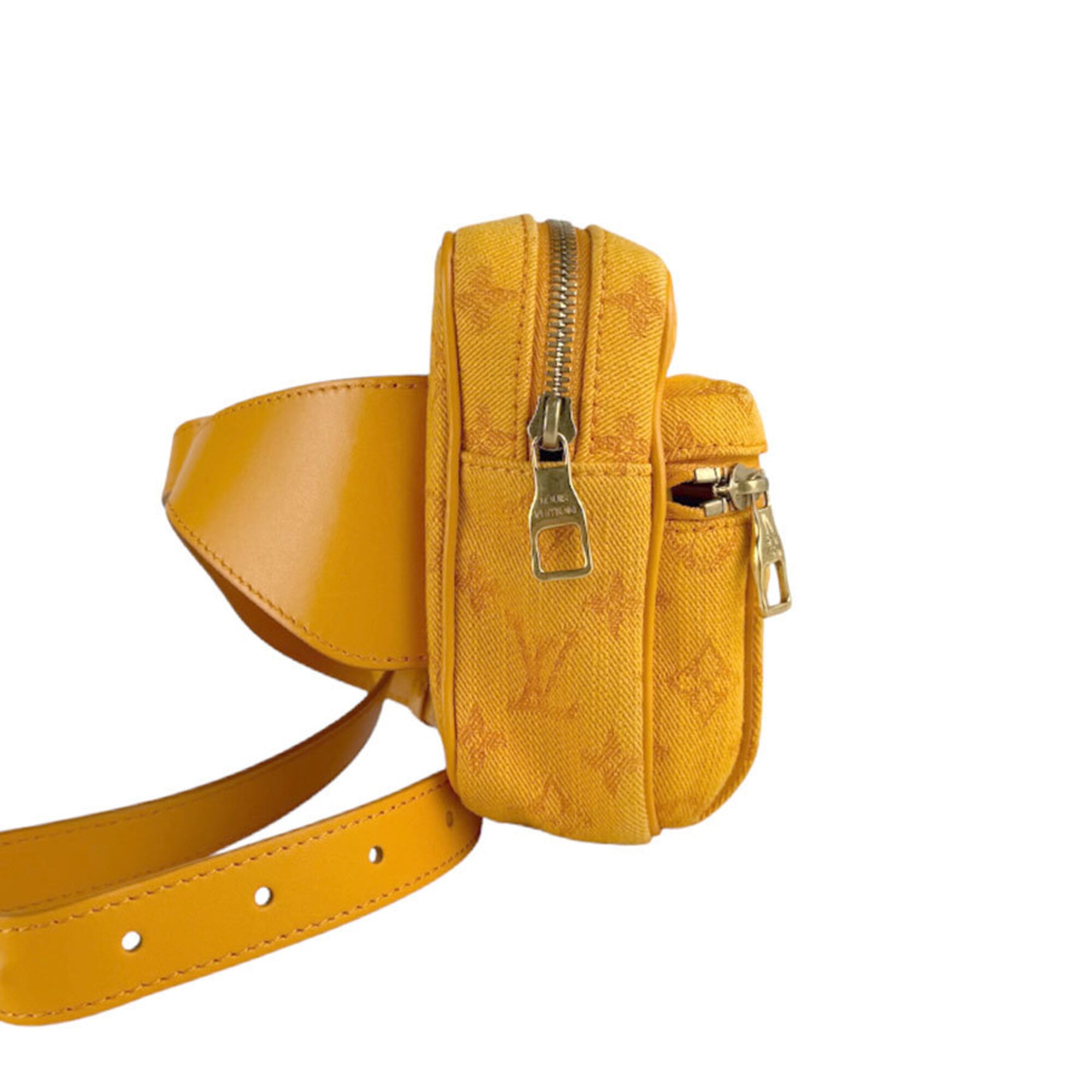 Louis Vuitton Gold Yellow Monogram Denim Pouch Sling Bag (Pre-Owned)