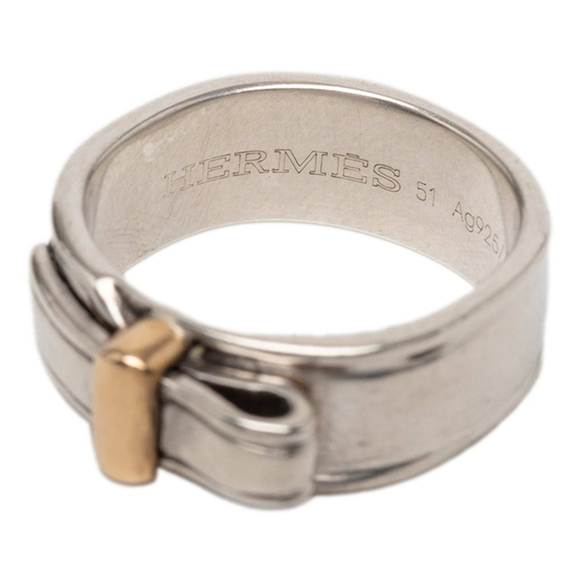 Hermes Silver 925 Band Ring (Pre-Owned)