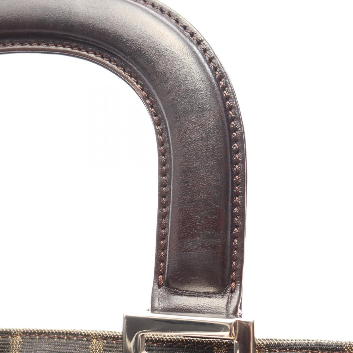 Fendi Zucca Black Brown Canvas Leather Handbag Tote Bag (Pre-Owned)
