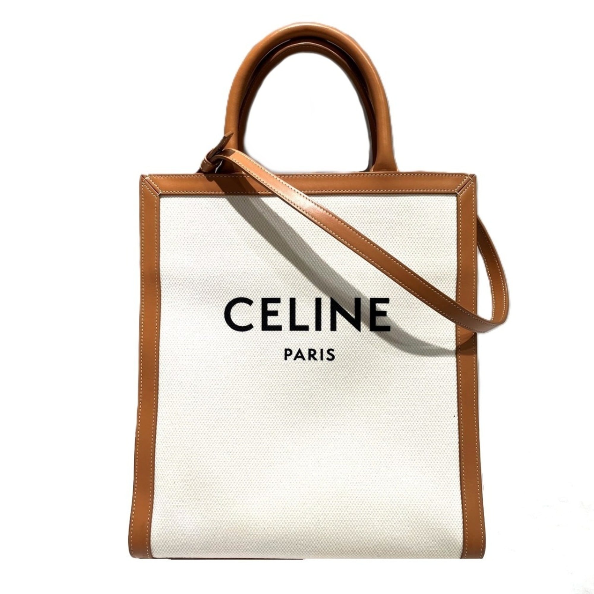 Celine White Canvas Leather Tote Bag (Pre-Owned)