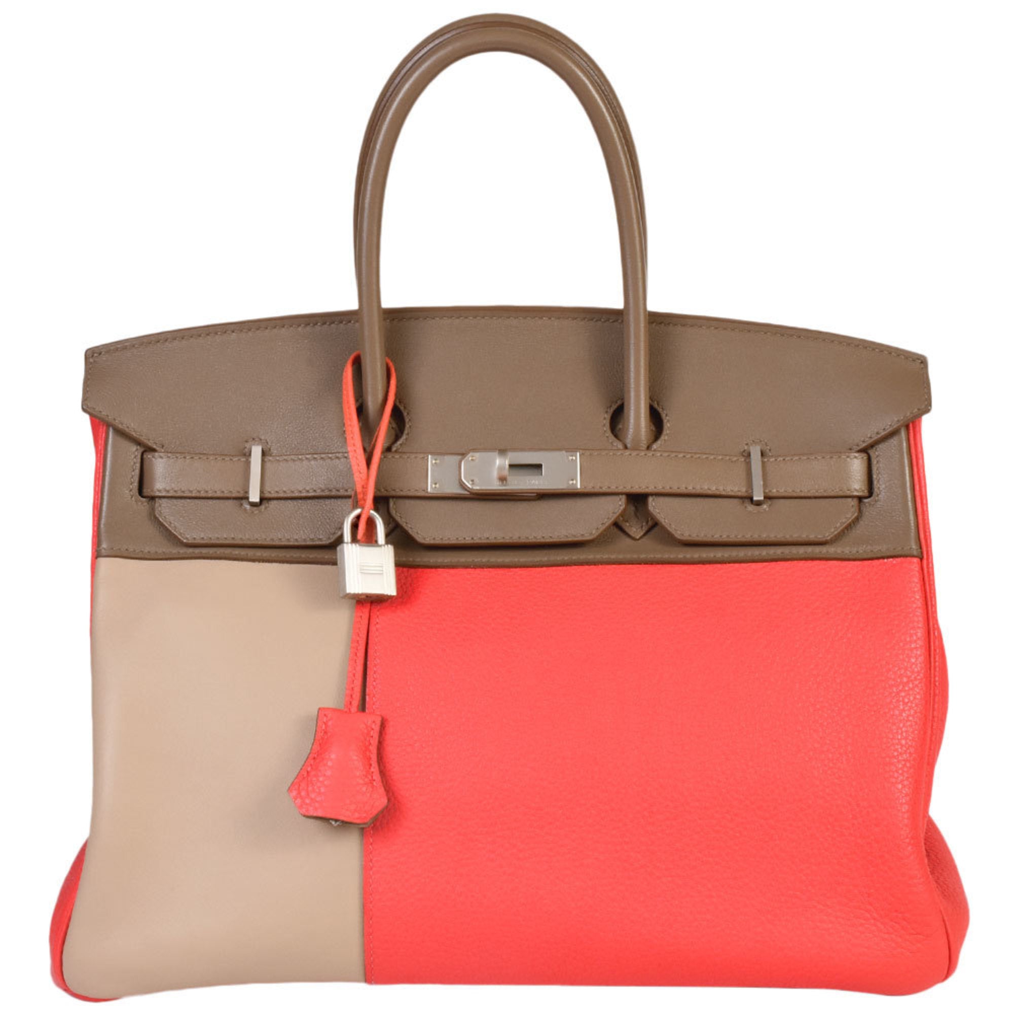 Hermes Birkin Argile Beige Etoupe Gray Pink Rose Jaipur White Taurillon Clemence Leather Handbag (Pre-Owned)