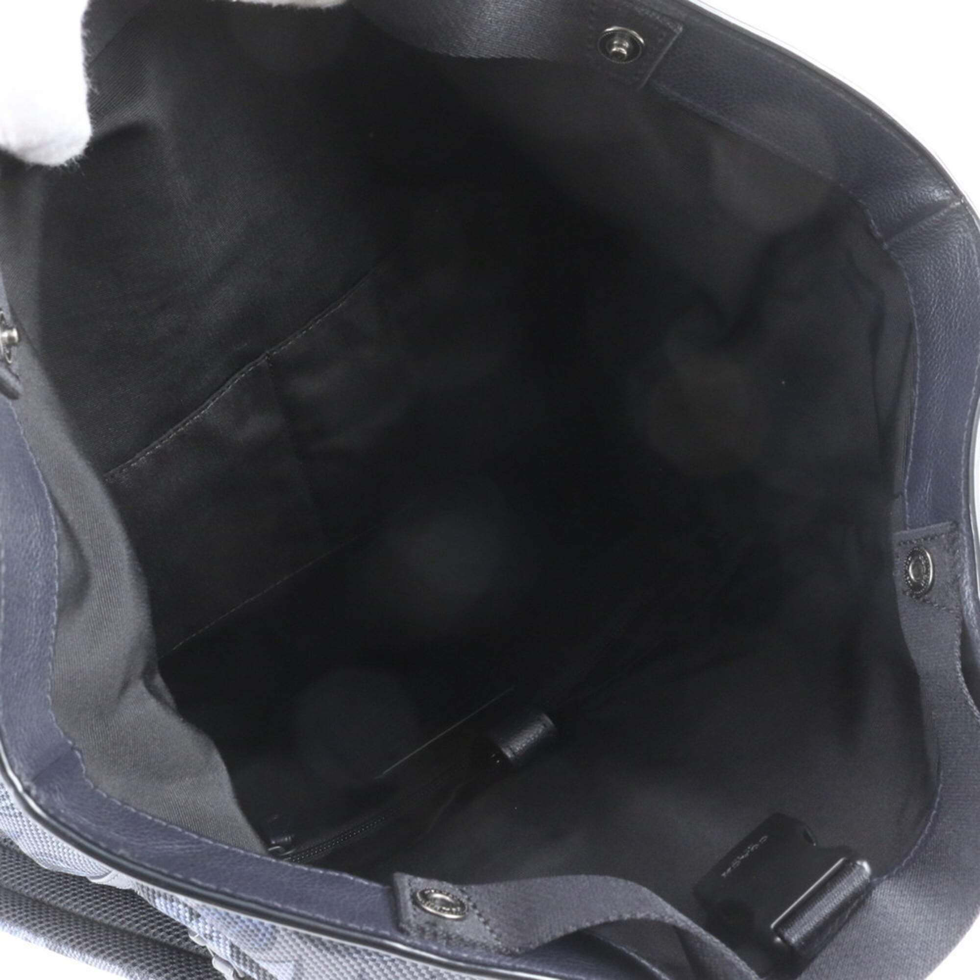 Coach Navy Leather Nylon Backpack Shoulder Bag (Pre-Owned)